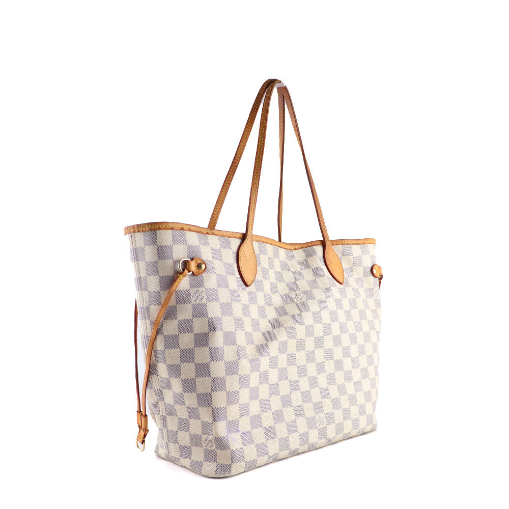 LOUIS VUITTON - Neverfull MM azure checkerboard tote bag