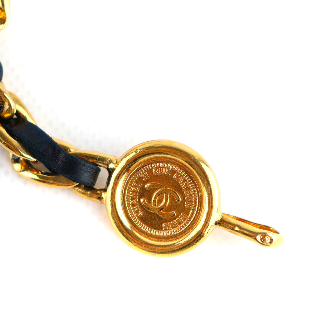 CHANEL - Ceinture chaîne cuir vintage (T80)