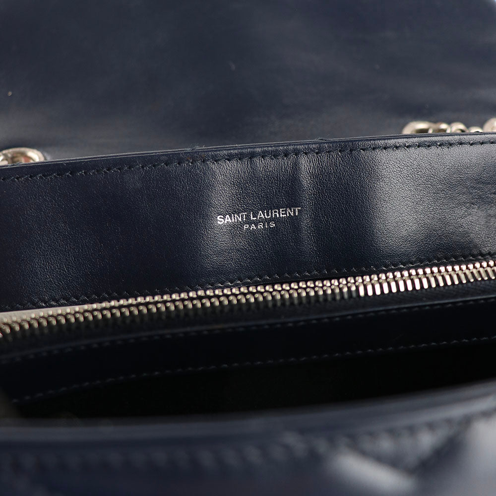 SAINT LAURENT - Sac à épaule Loulou medium en cuir matelassé bleu marine