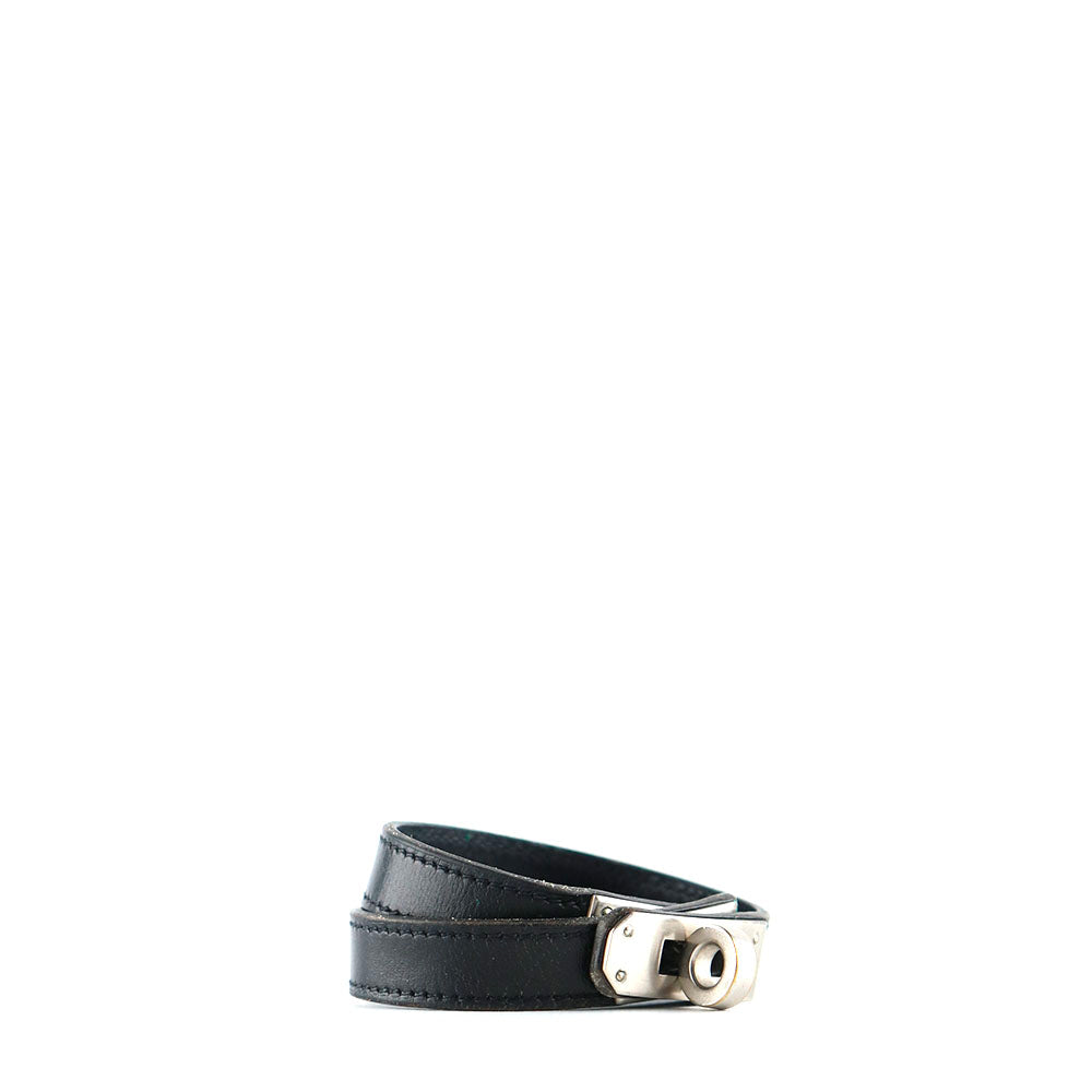 HERMÈS - Bracelet double tour Kelly noir vintage