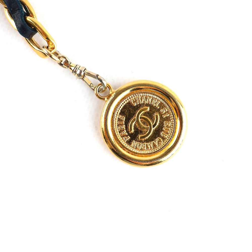 CHANEL - Ceinture chaîne cuir vintage (T80)
