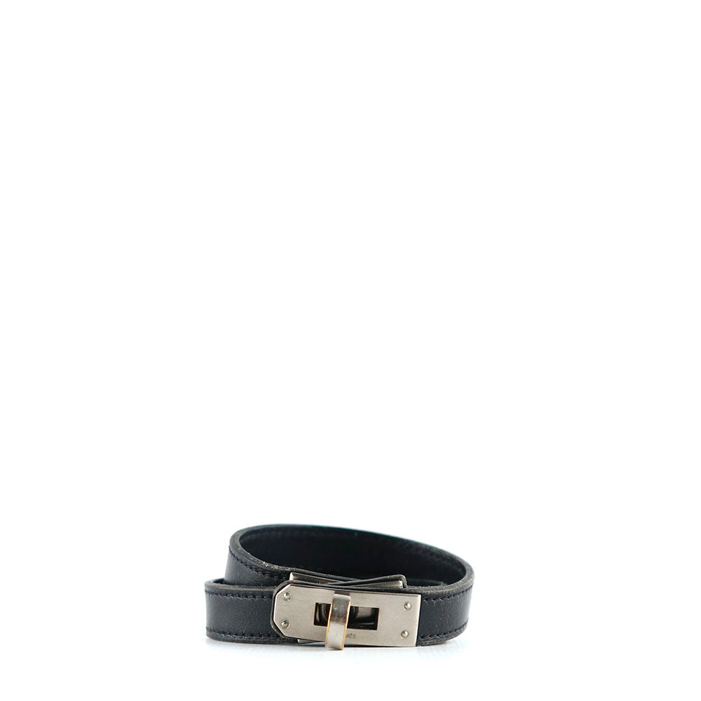 HERMÈS - Bracelet double tour Kelly noir vintage
