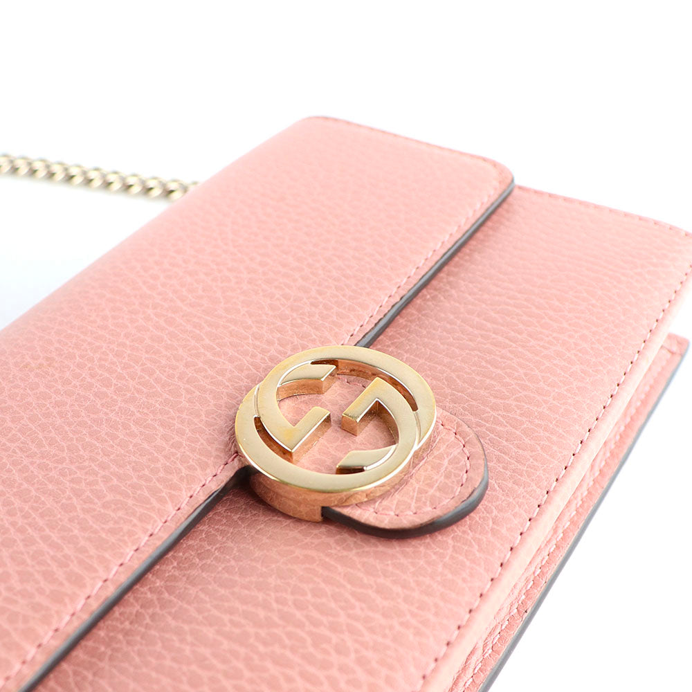 GUCCI - Sac à bandoulière Interlocking en cuir grainé rose