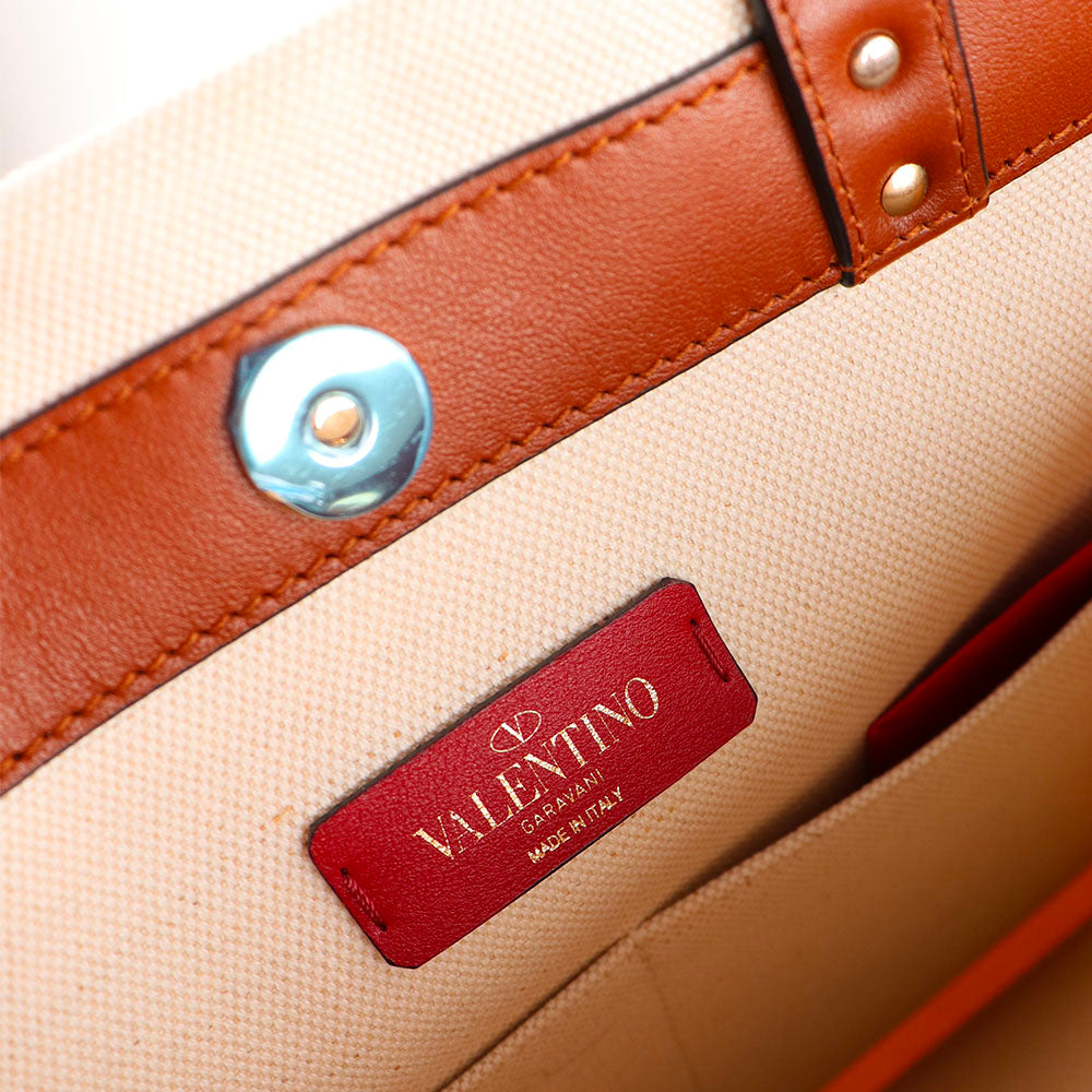 VALENTINO - Grande Plage tote bag in brown canvas and leather