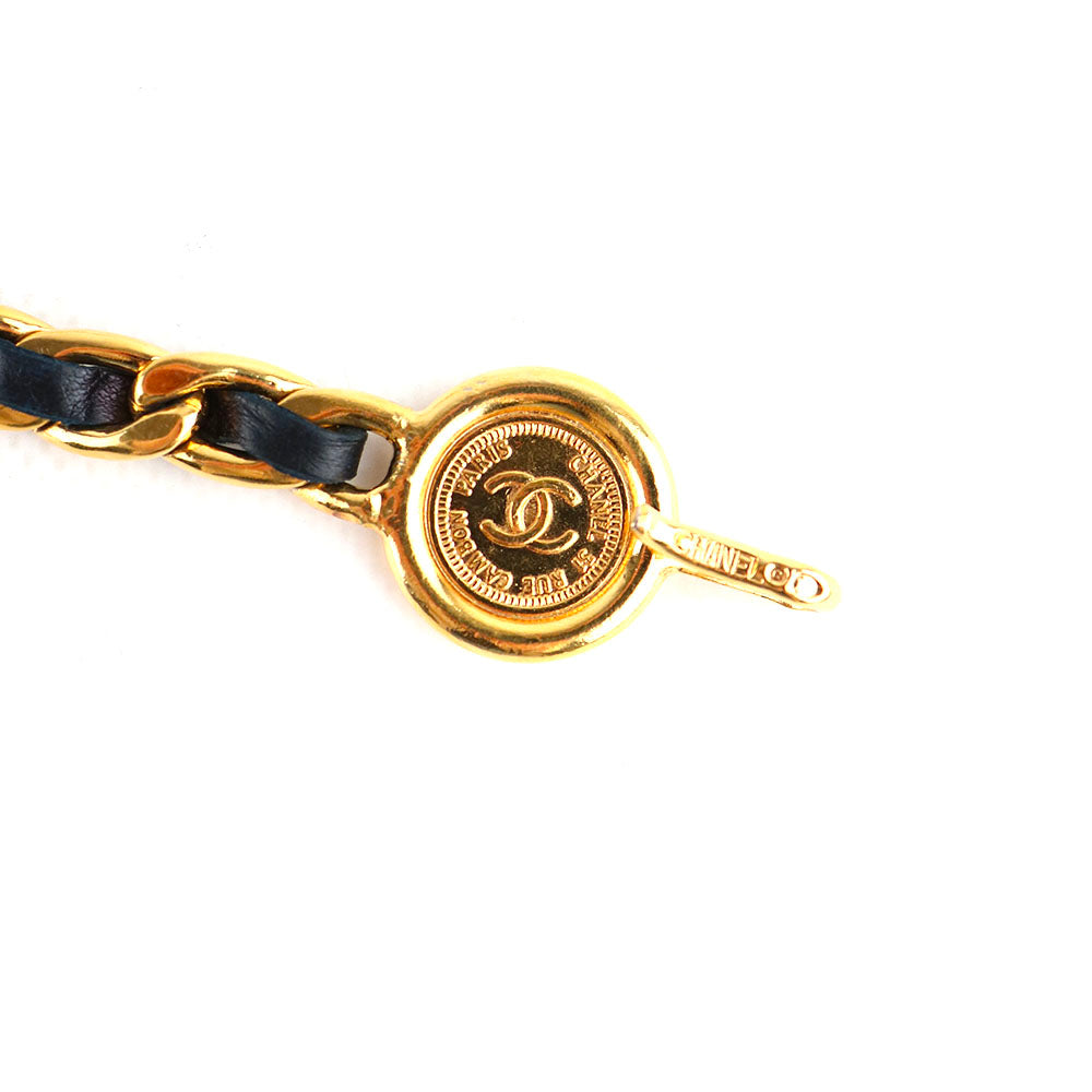 CHANEL - Ceinture chaîne cuir vintage (T80)