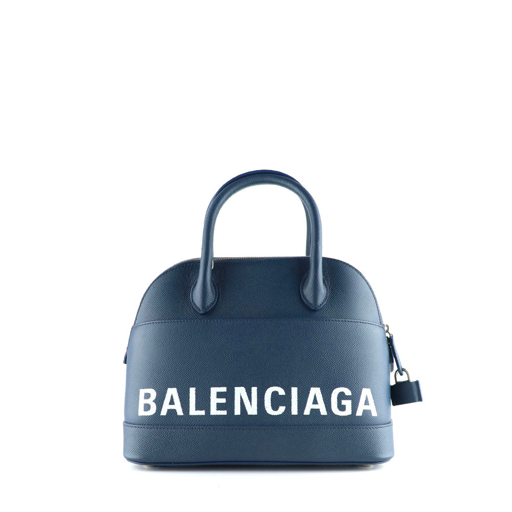 BALENCIAGA - Sac à bandoulière Ville Top Handle cuir grainé bleu marine