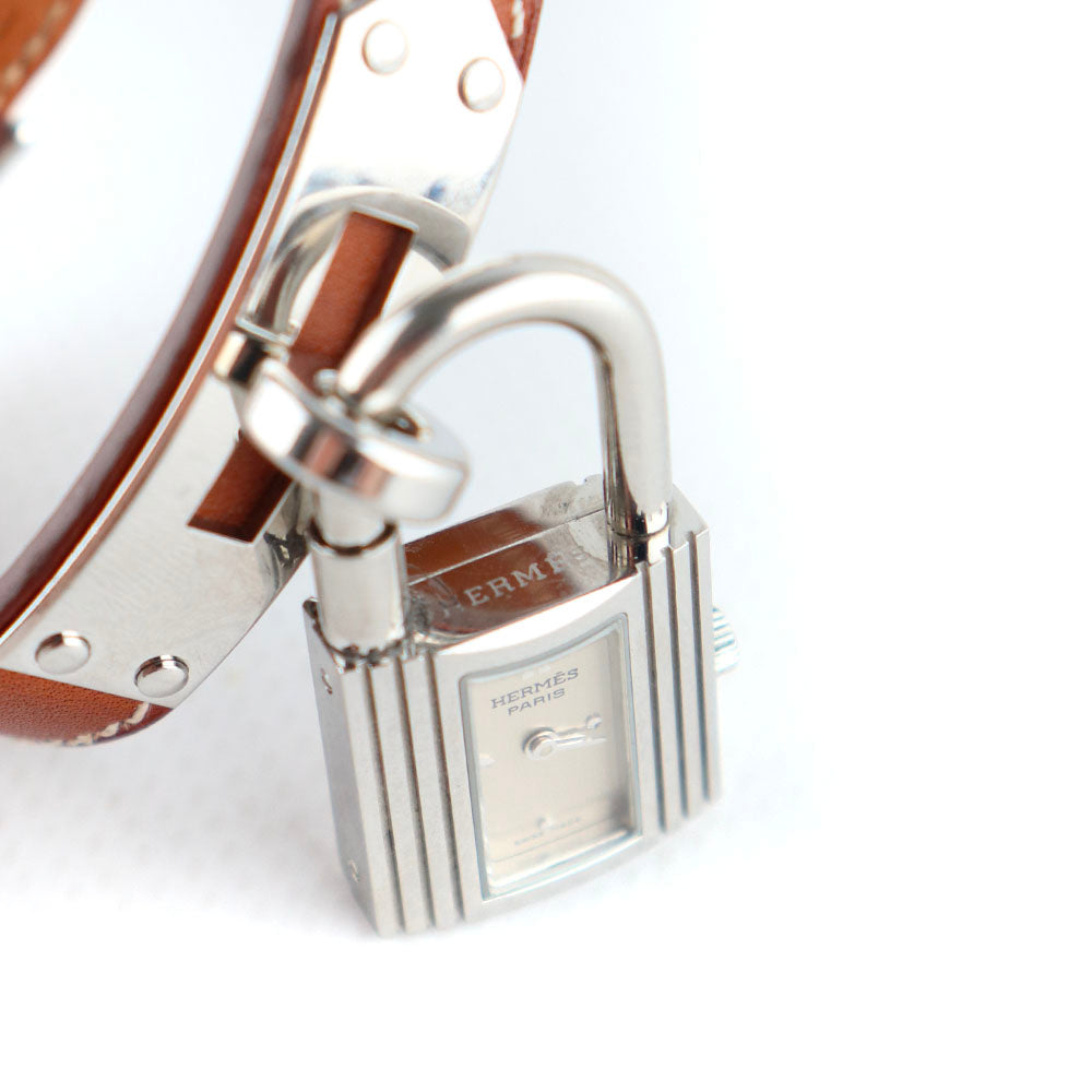HERMÈS - Montre Kelly en cuir marron