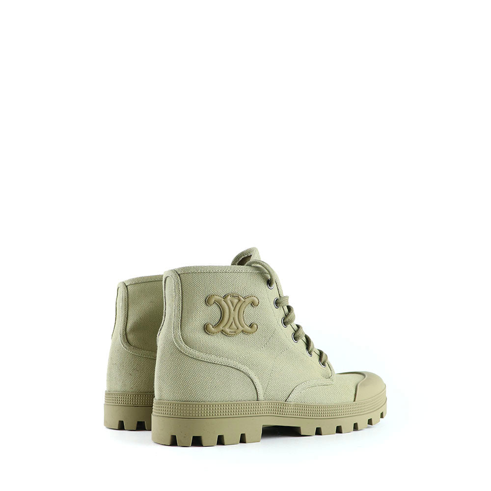 CELINE - Bottines Patapans Triomphe en toile kaki (T38)