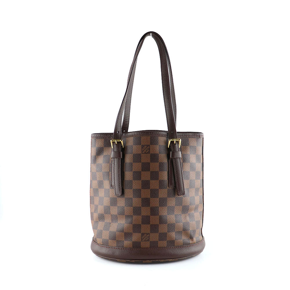 LOUIS VUITTON - Sac sceau Bucket en toile enduite damier ébène