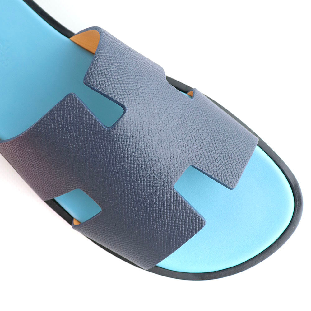 HERMÈS - Sandales Izmir en cuir epsom bleu (T40,5)