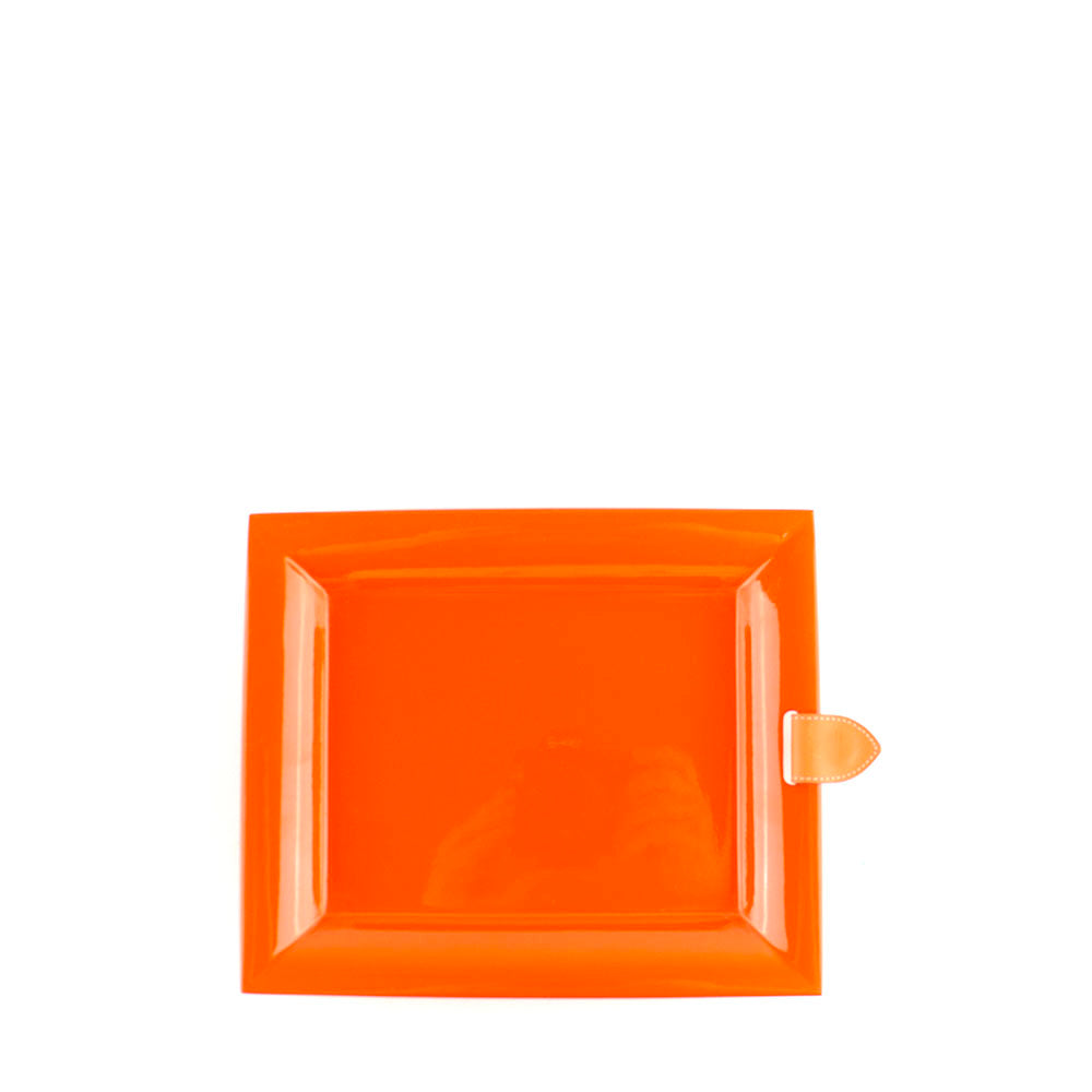 HERMÈS - Vide-poche Atrium en bois laqué orange