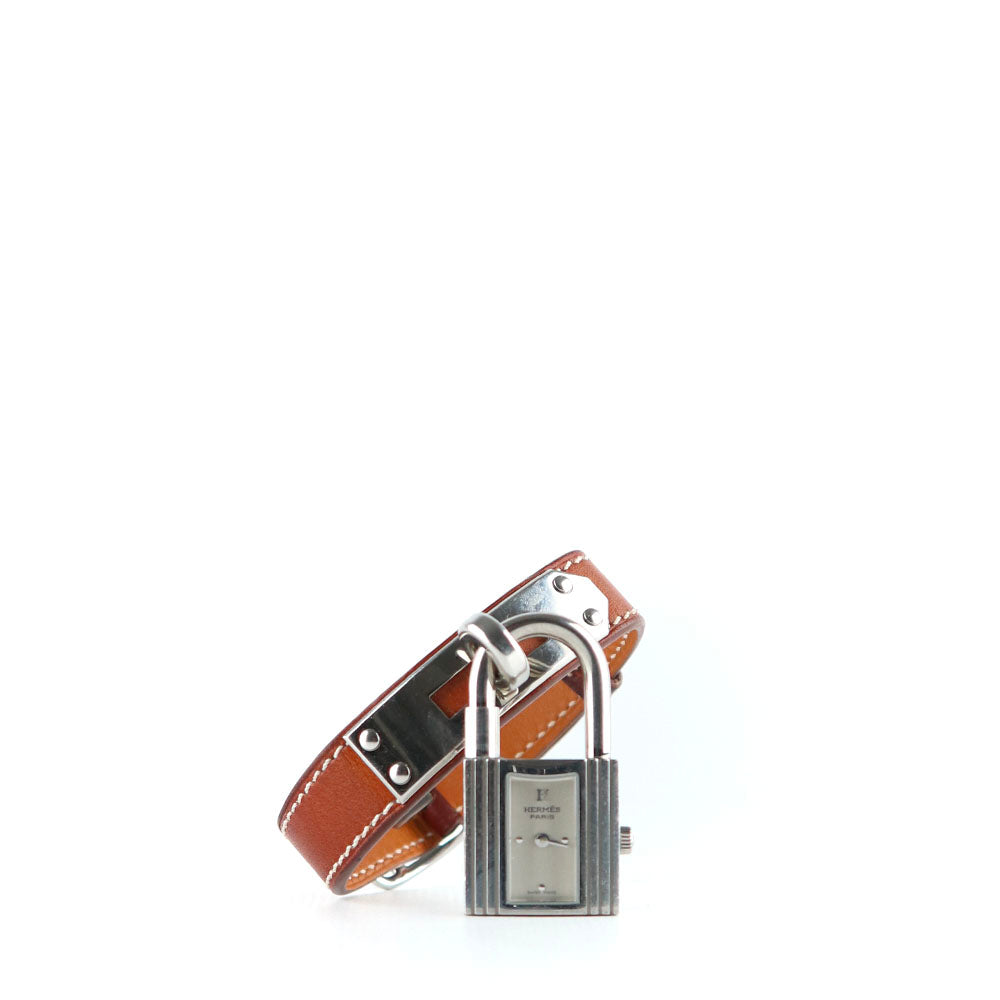 HERMÈS - Montre Kelly en cuir marron