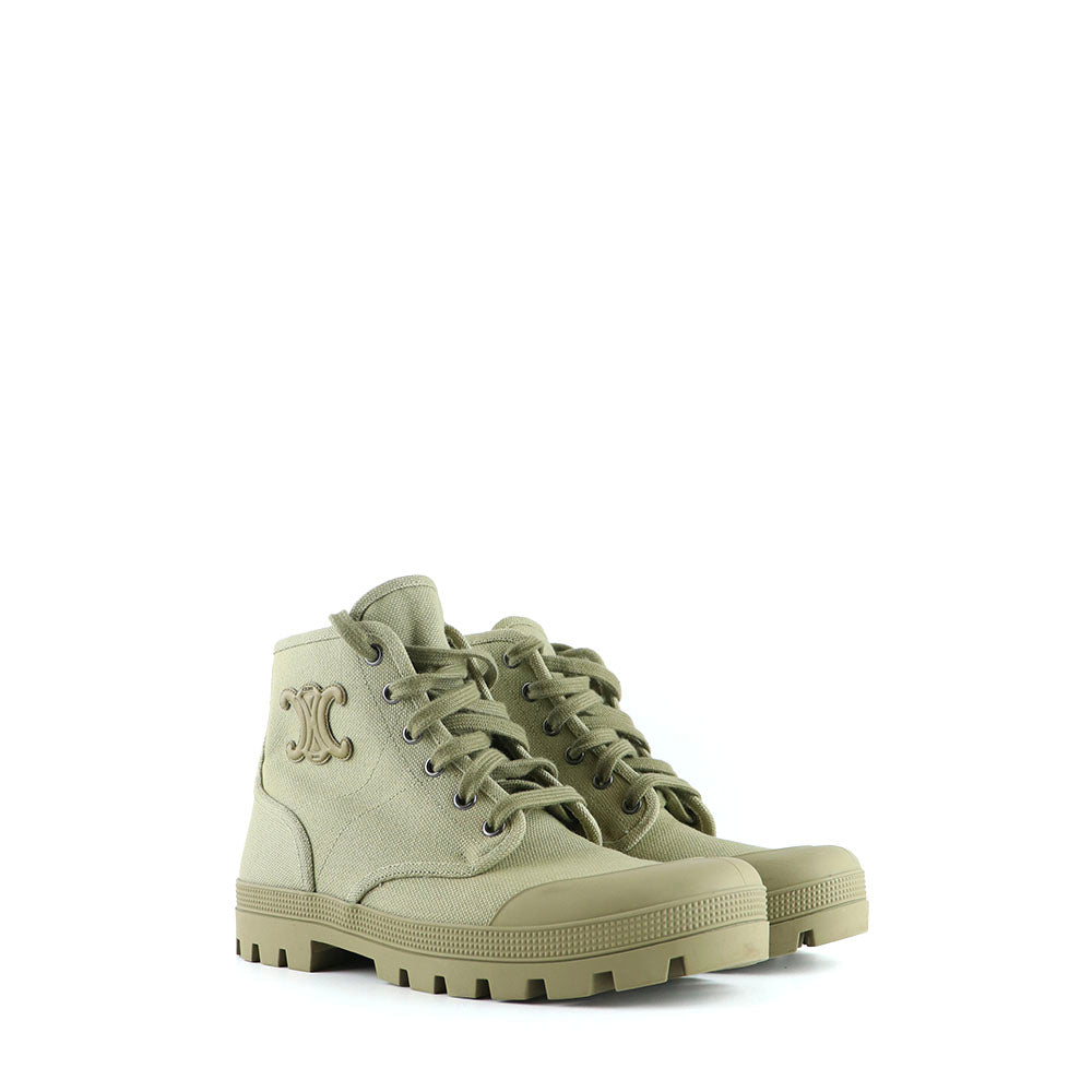 CELINE - Bottines Patapans Triomphe en toile kaki (T38)