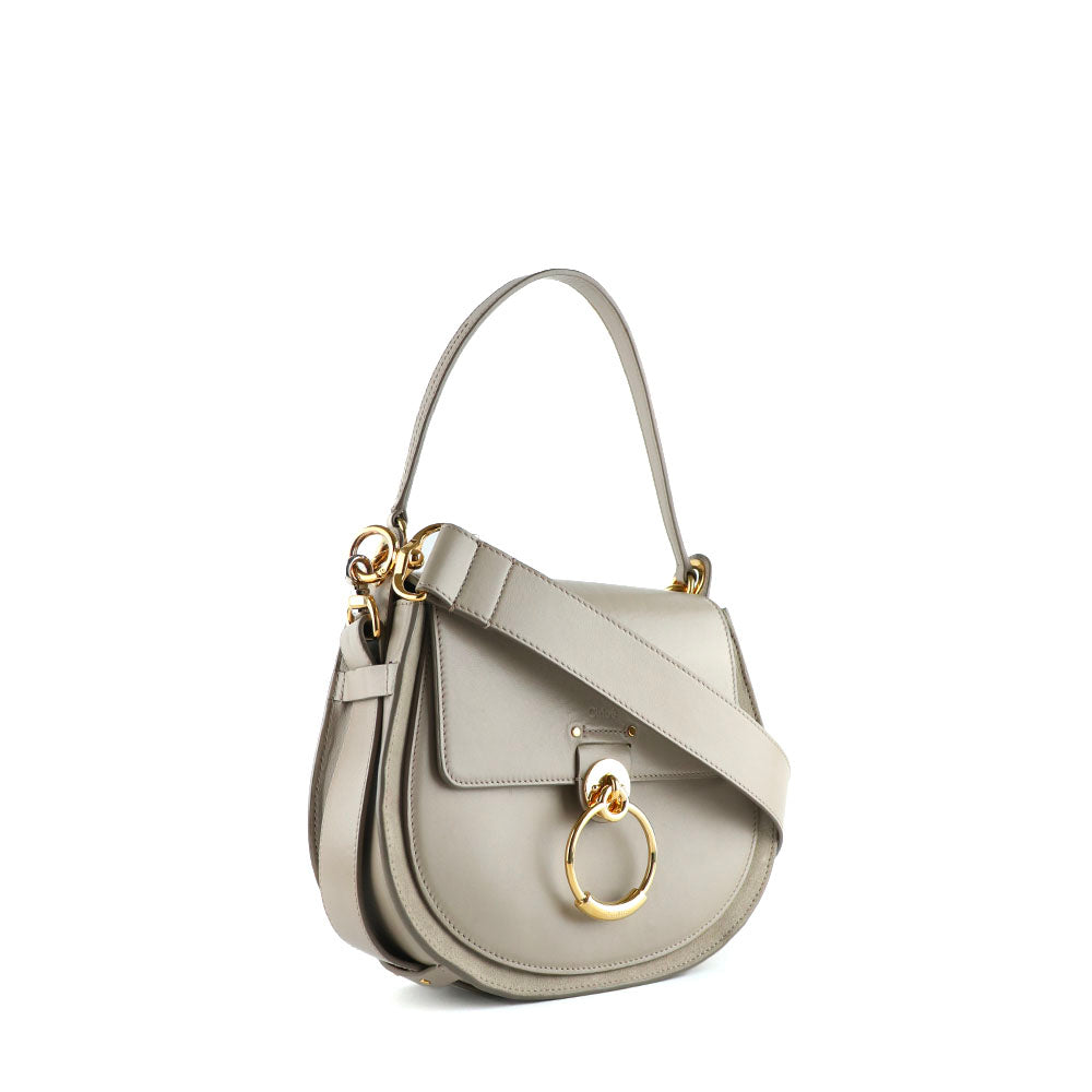 CHLOÉ - Sac à bandoulière Tess cuir lisse gris