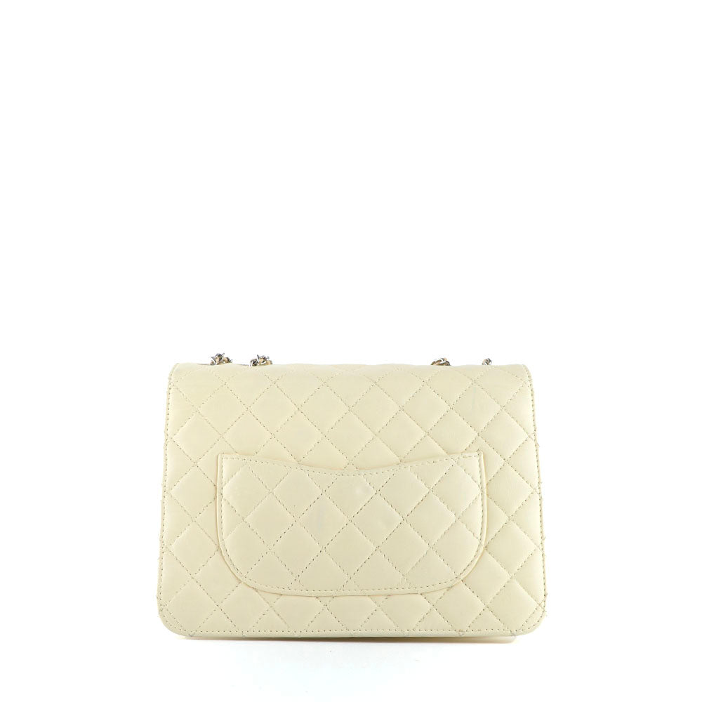 CHANEL - Sac à épaule Timeless à soufflets en cuir blanc/écru