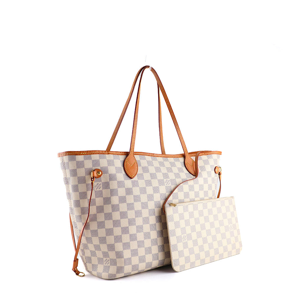 LOUIS VUITTON - Sac cabas Neverfull MM damier azur et pochette