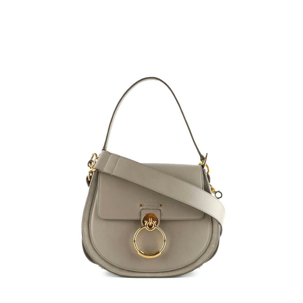 CHLOÉ - Sac à bandoulière Tess cuir lisse gris