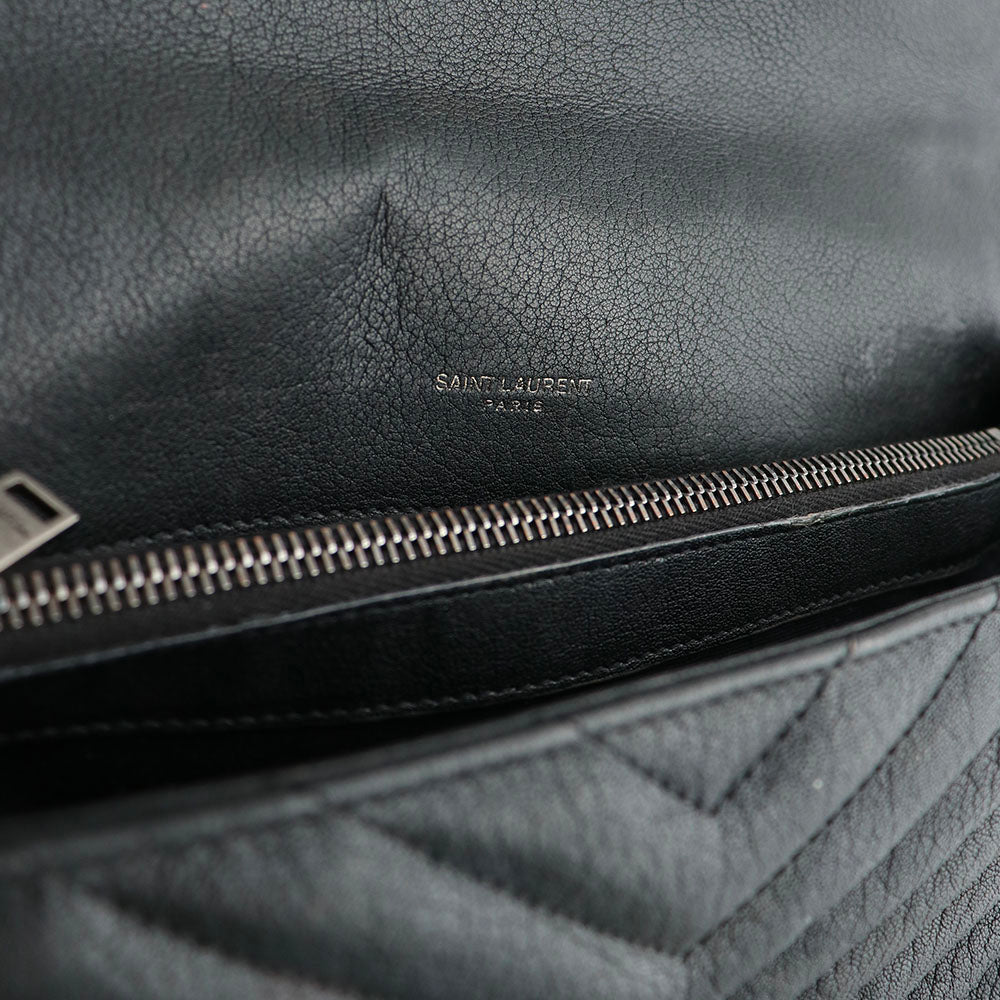 SAINT LAURENT - Sac à bandoulière Collège Large en cuir noir