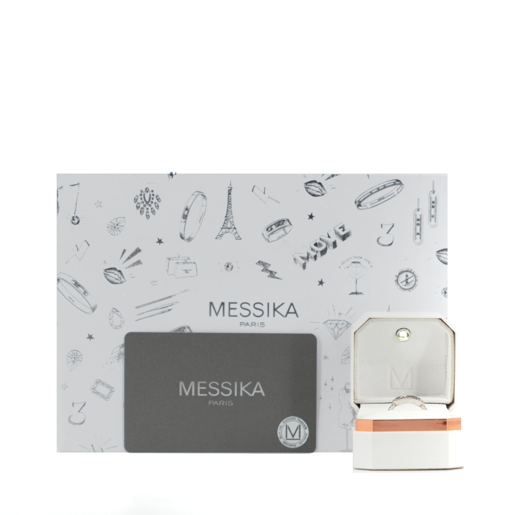 MESSIKA - Bague Move Uno GM Pavée Messika en or blanc orné de diamants (T48)