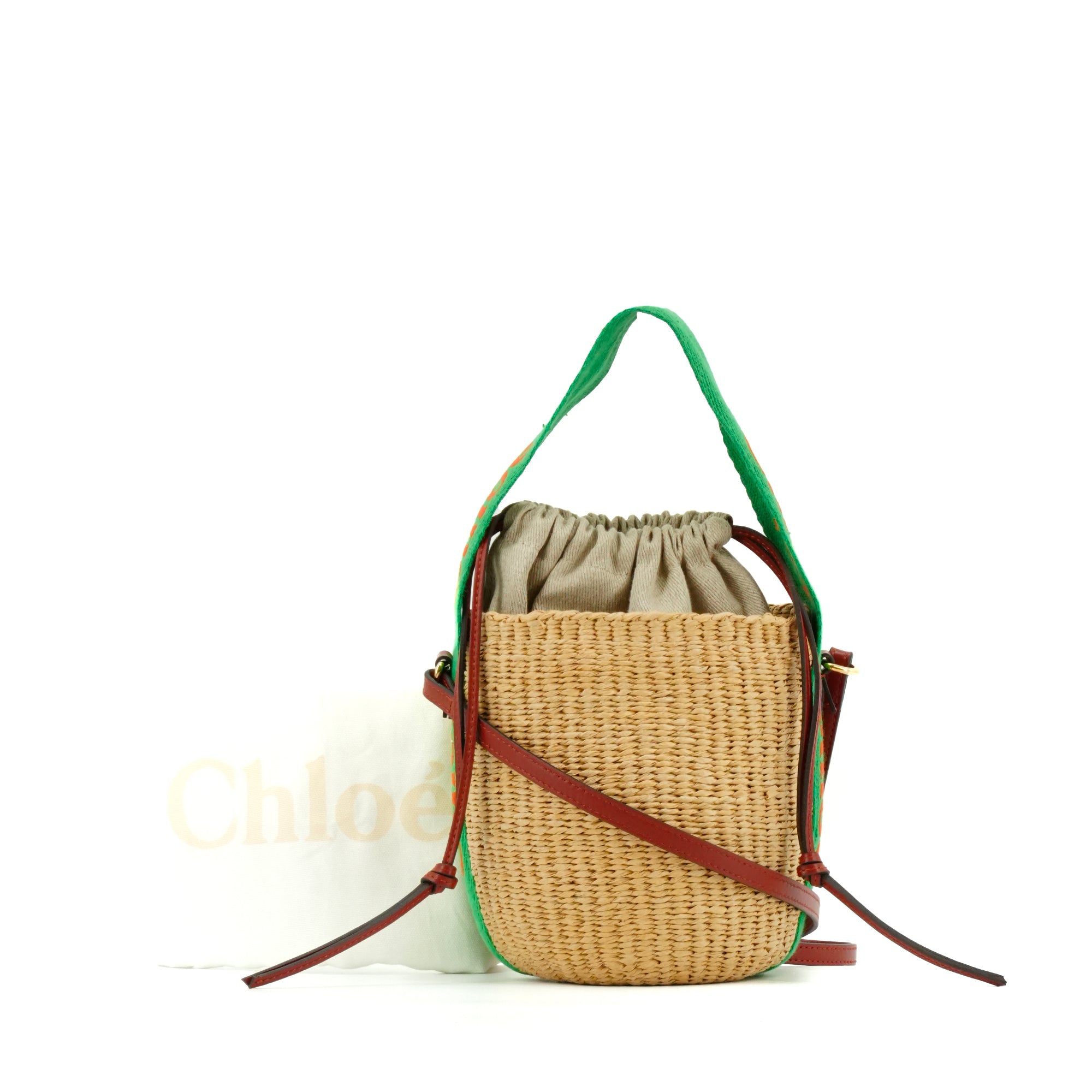 CHLOÉ - Panier à bandoulière Woody PM Chloé en paille naturelle beige