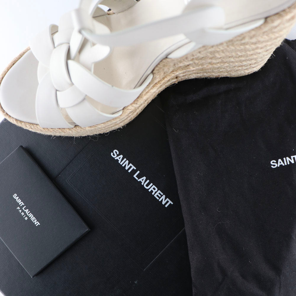 SAINT LAURENT - Sandales compensées Tribute en cuir (T39)