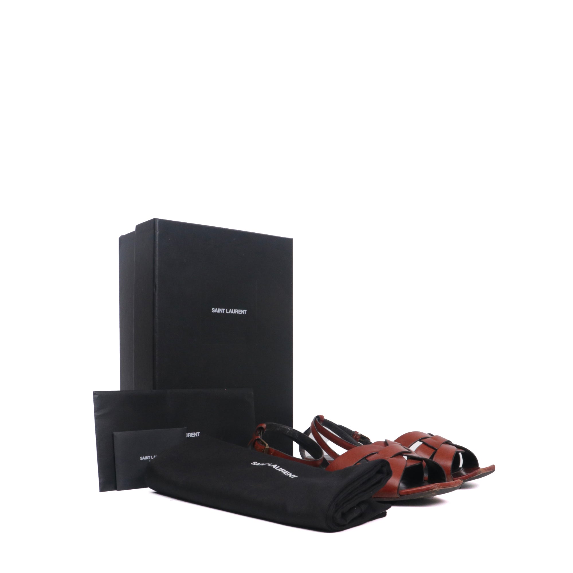 SAINT LAURENT - Sandales Tribute Saint Laurent en cuir marron (T40)