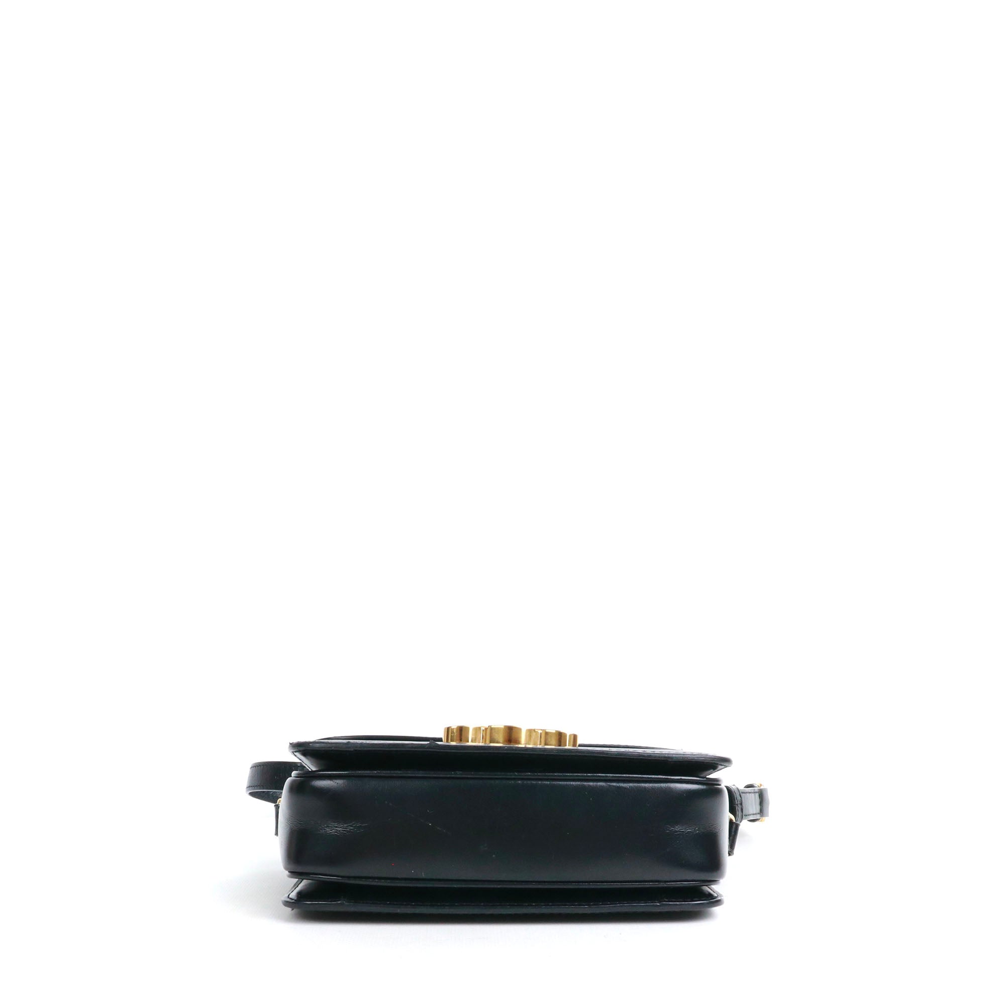 CELINE - Sac à bandoulière Triomphe teen Celine en cuir box noir