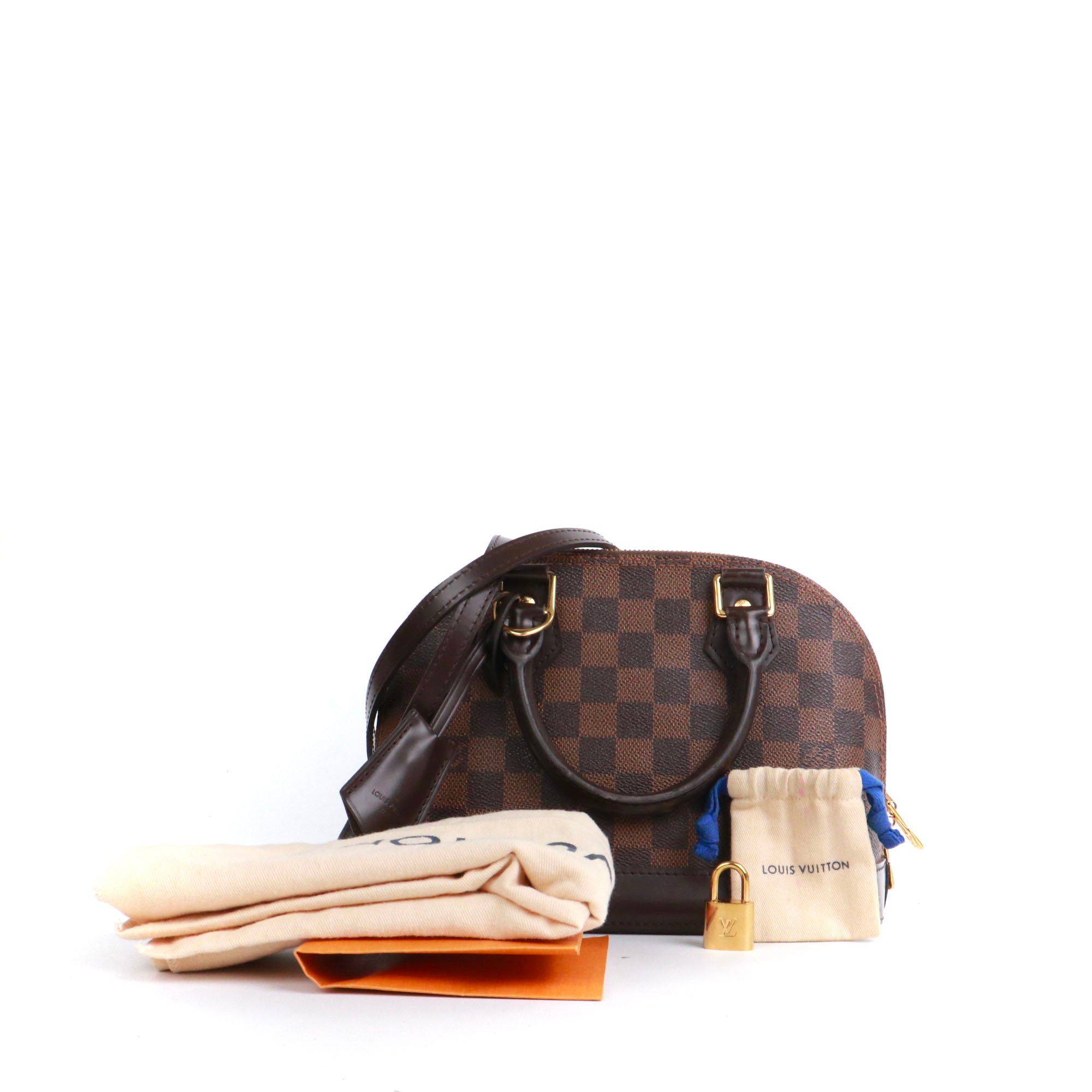 LOUIS VUITTON - Sac à bandoulière Alma BB Louis Vuitton en toile damier ébène