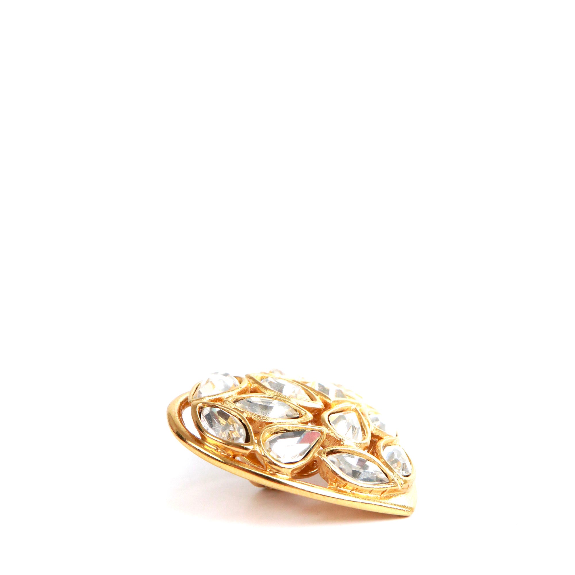 SAINT LAURENT - Broche Coeur à strass Yves Saint Laurent vintage