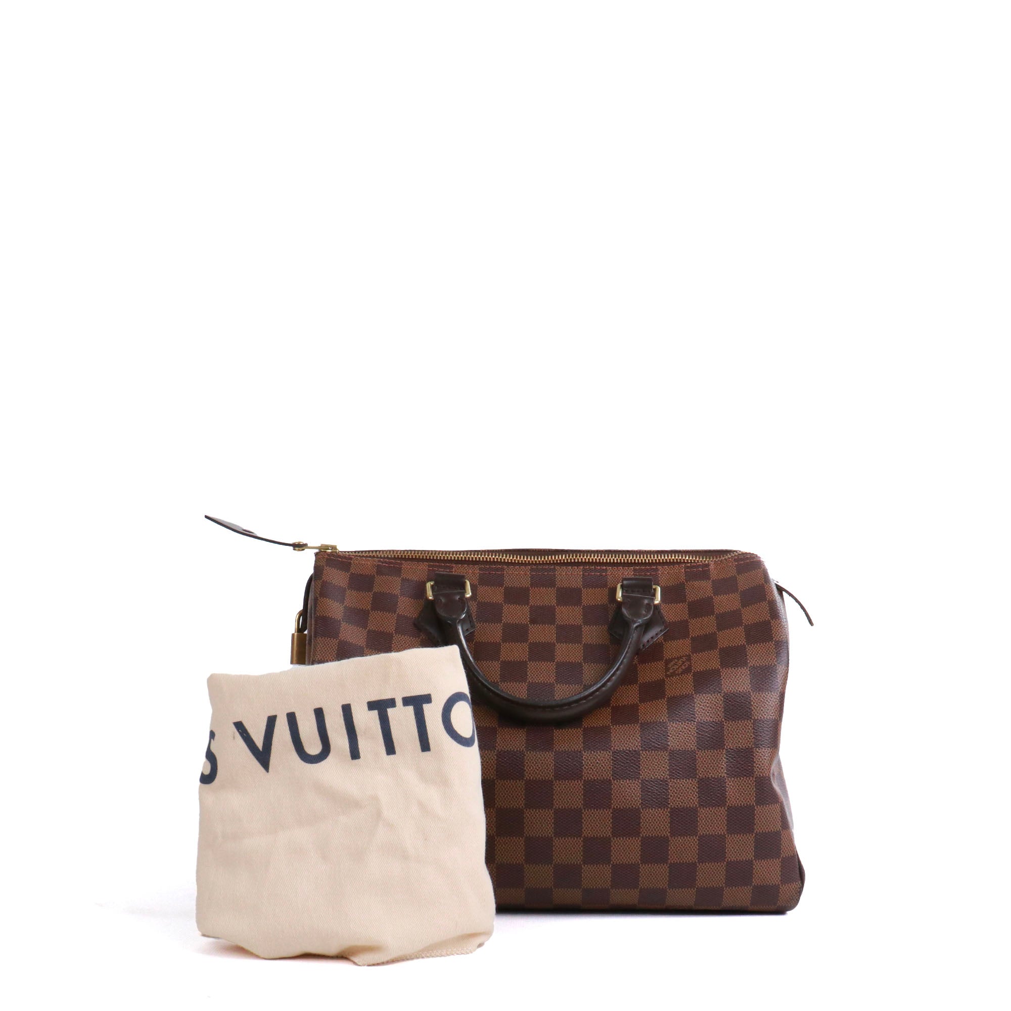 LOUIS VUITTON - Sac à main Speedy 30 Louis Vuitton en toile damier ébène