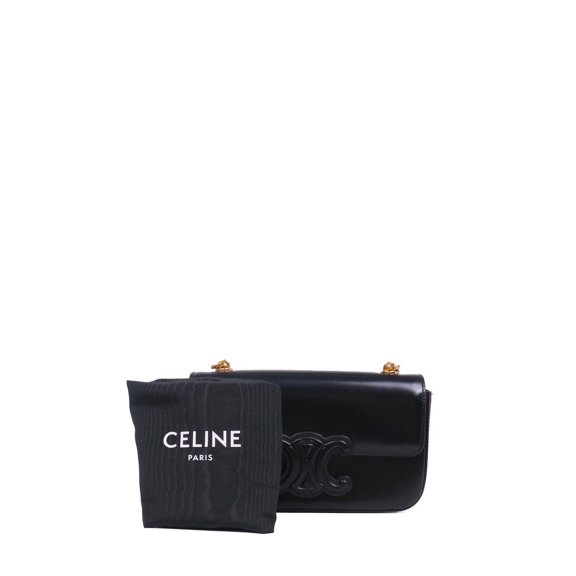 CELINE - Sac à épaule Shoulder Chain bag Triomphe Céline en cuir noir