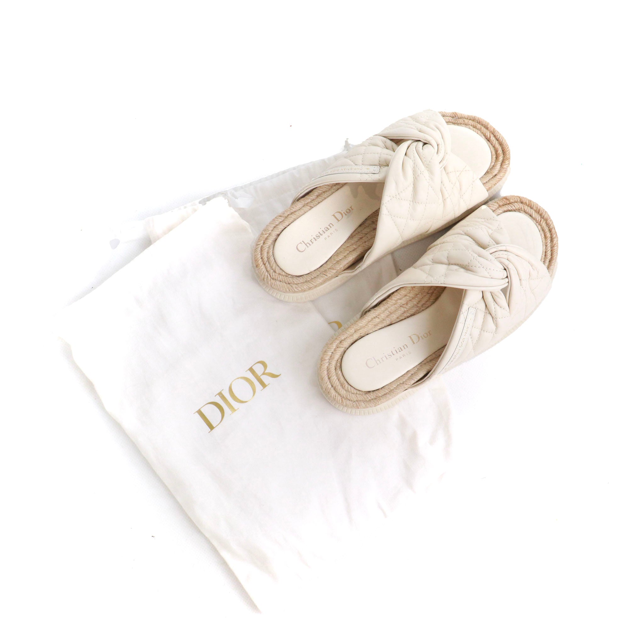 DIOR - Sandales D-Twist Dior en cuir blanc cassé (T38)