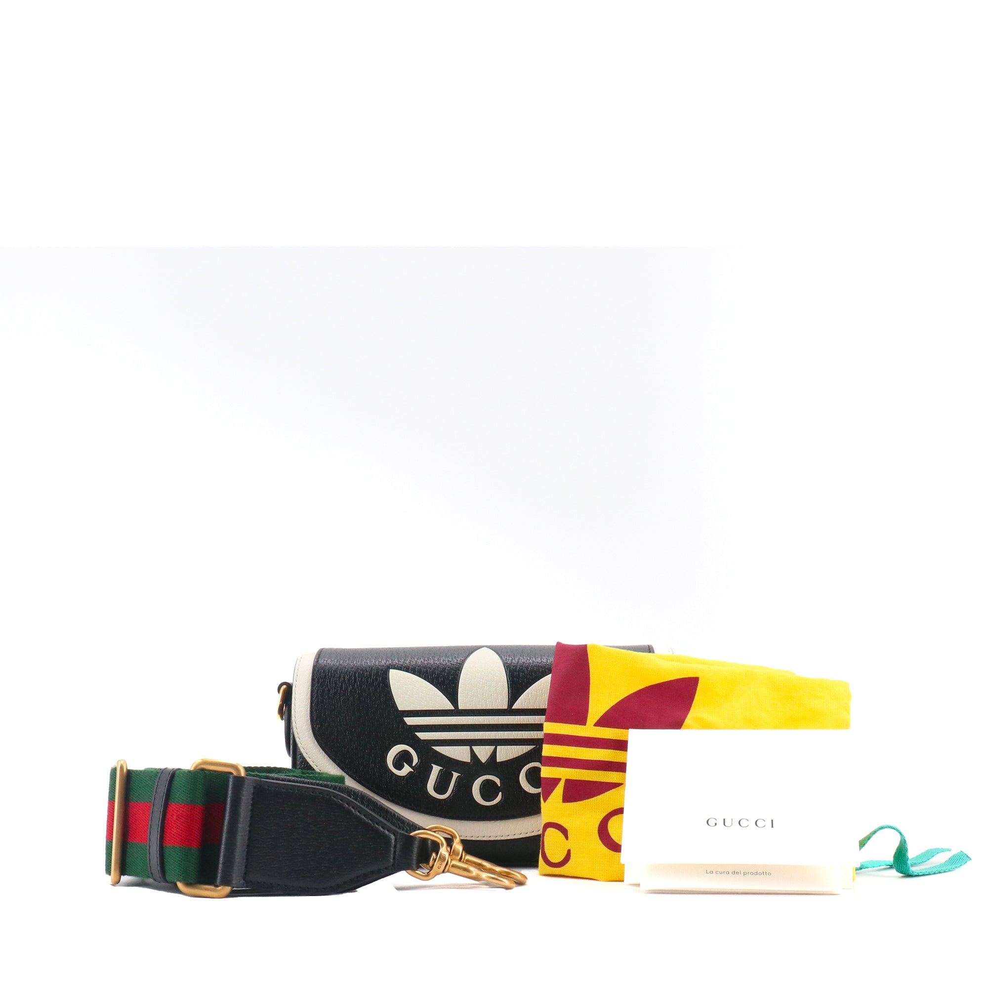 GUCCI - Sac à bandoulière Gucci x Adidas en cuir grainé noir