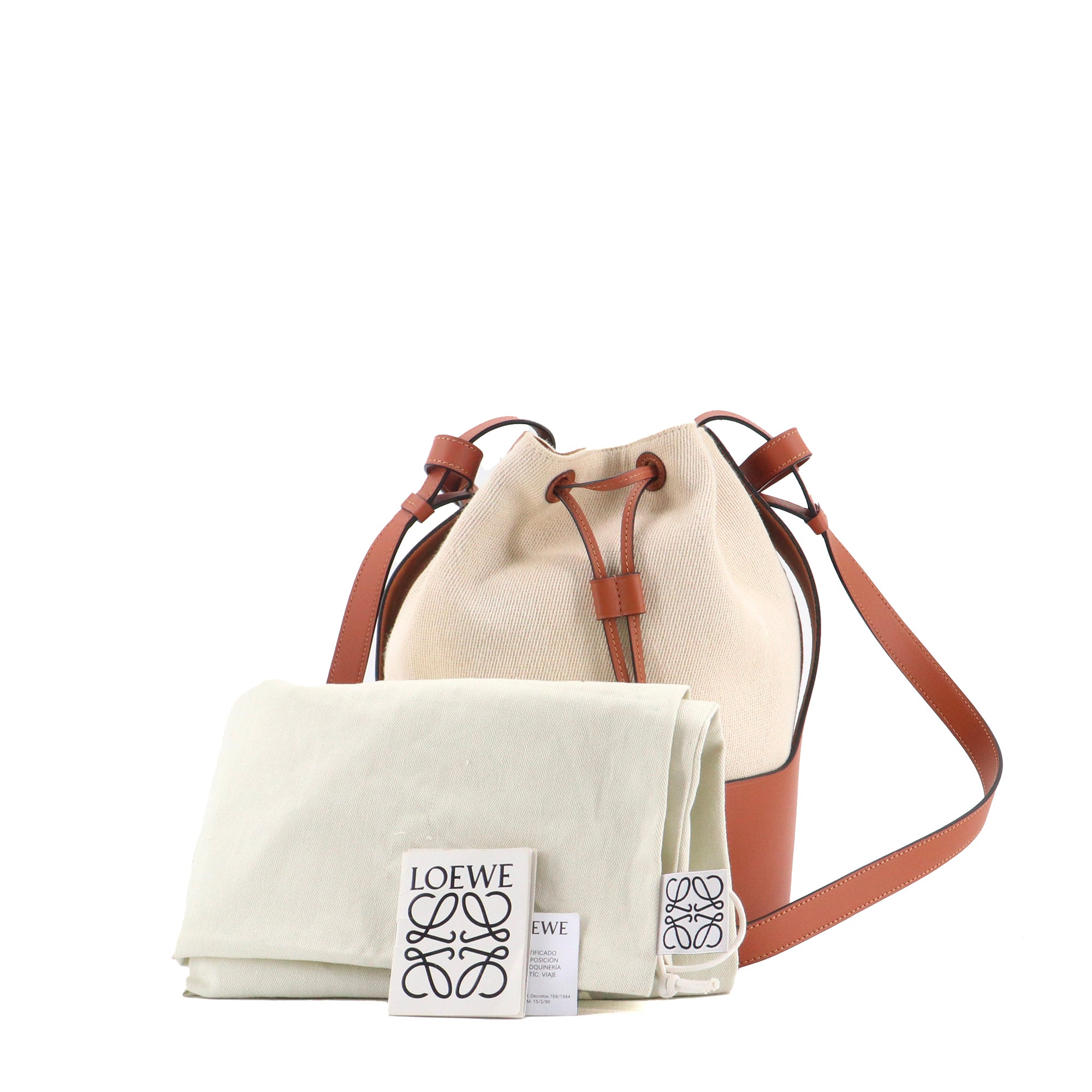 LOEWE - Sac à bandoulière Balloon Loewe en toile et cuir marron
