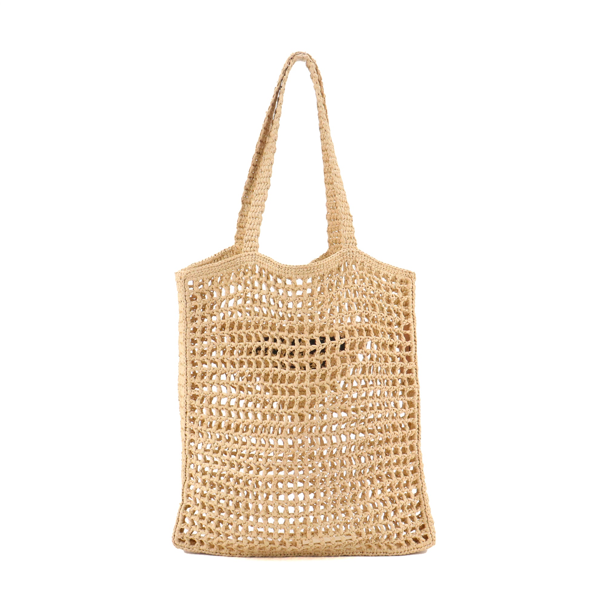 PRADA - Sac cabas en crochet Prada en raphia beige