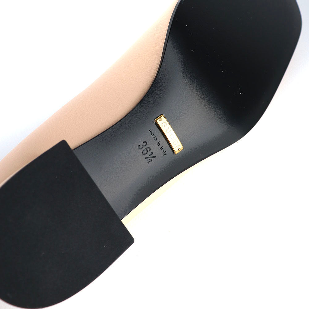 GUCCI - Mules à talon Ballet Flat en cuir beige (T36,5)