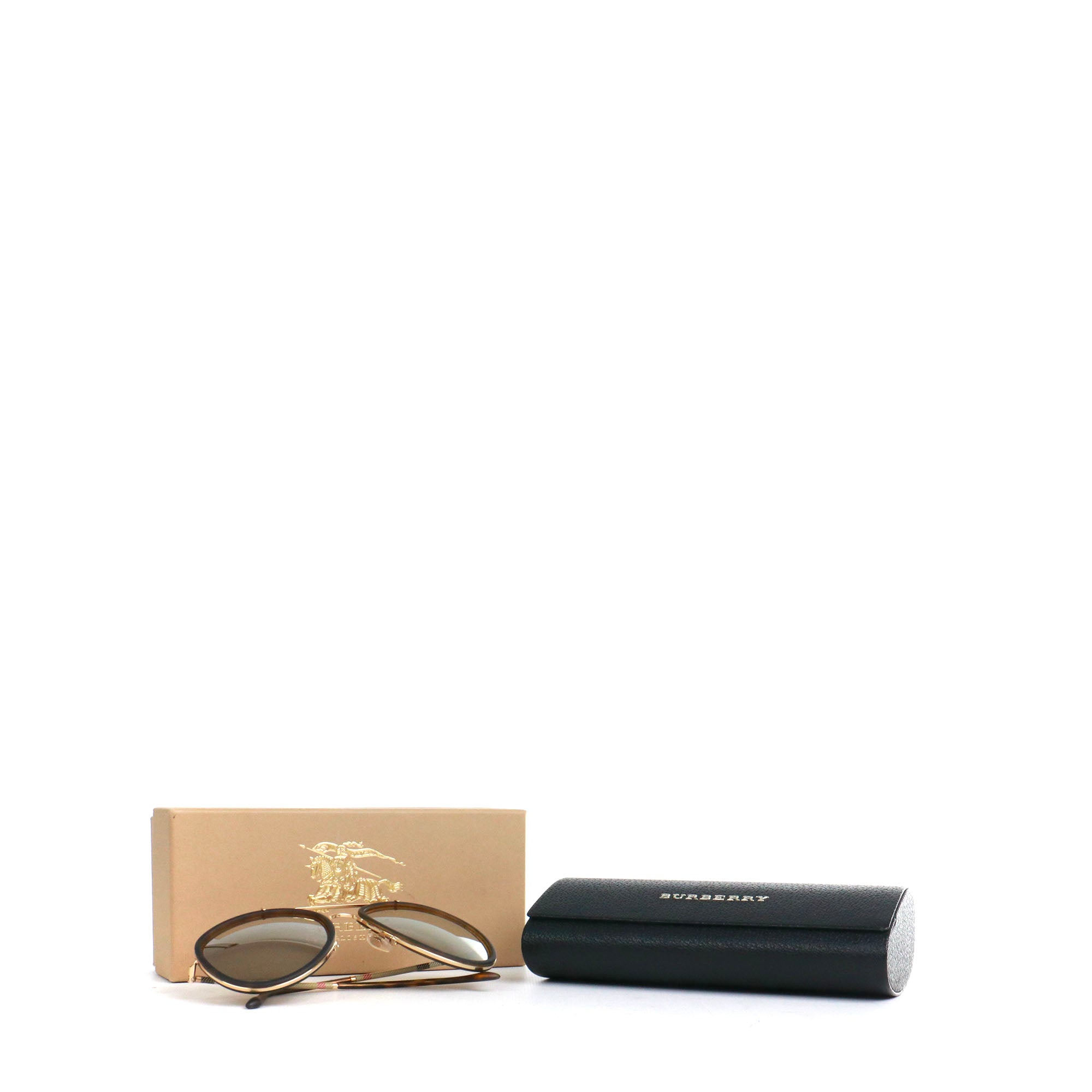 BURBERRY - Lunettes de soleil Aviateur Burberry à motif Check