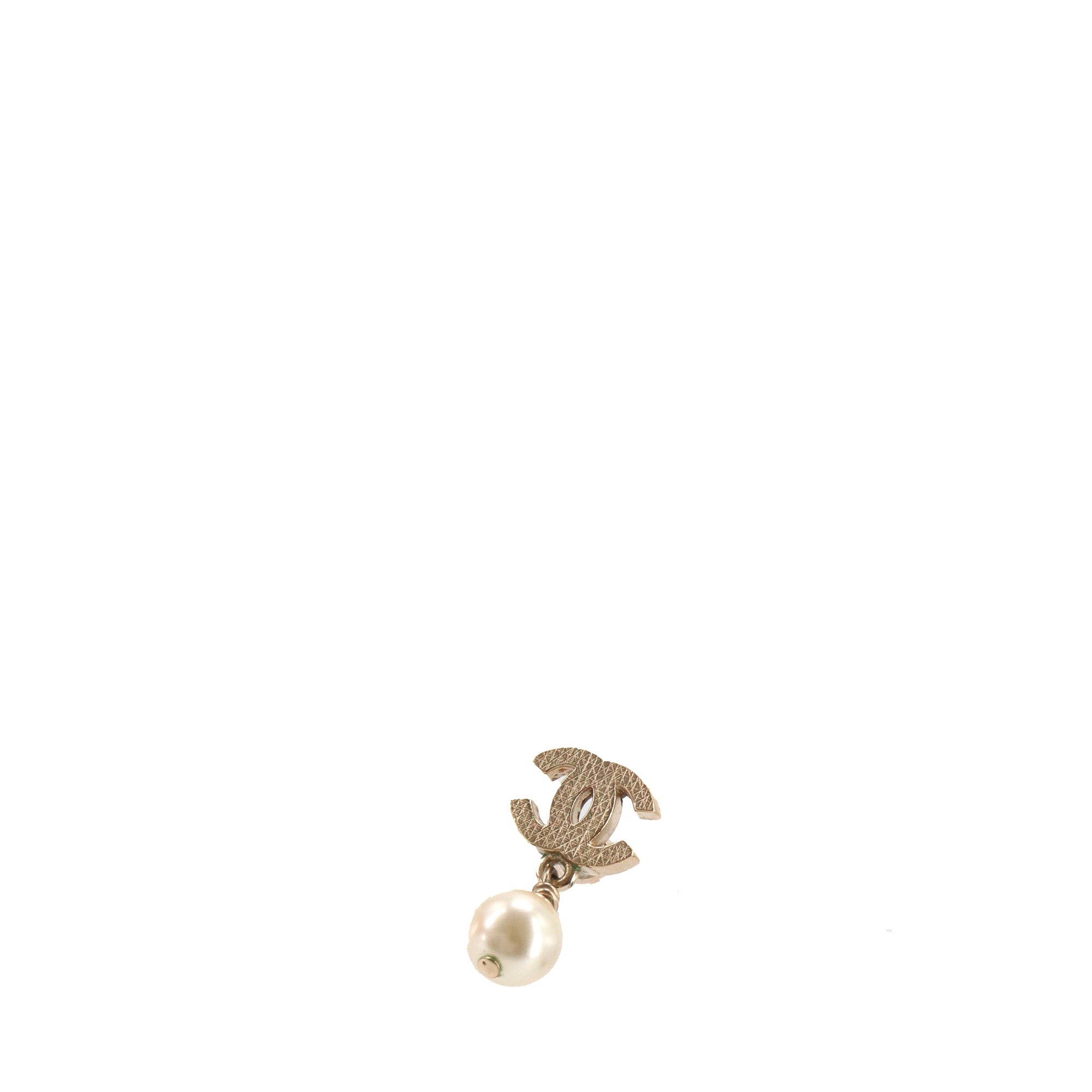 CHANEL - CC Chanel hoop earrings with champagne-colored rhinestones