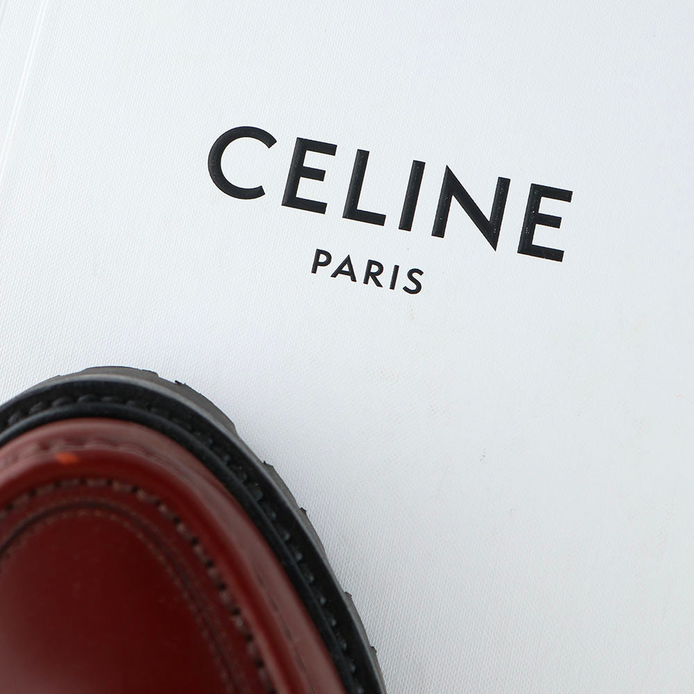 CELINE - Mocassins Margaret avec pompons Triomphe en cuir bordeaux (T37)