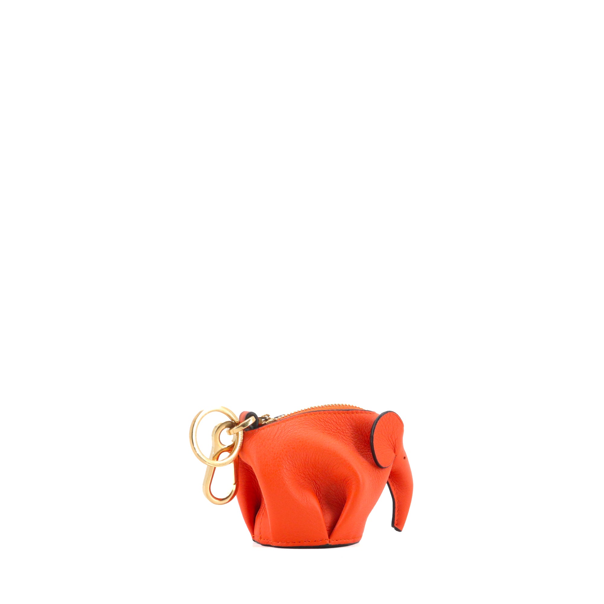 LOEWE - Porte clés et monnaie Elephant Loewe en cuir de veau orange