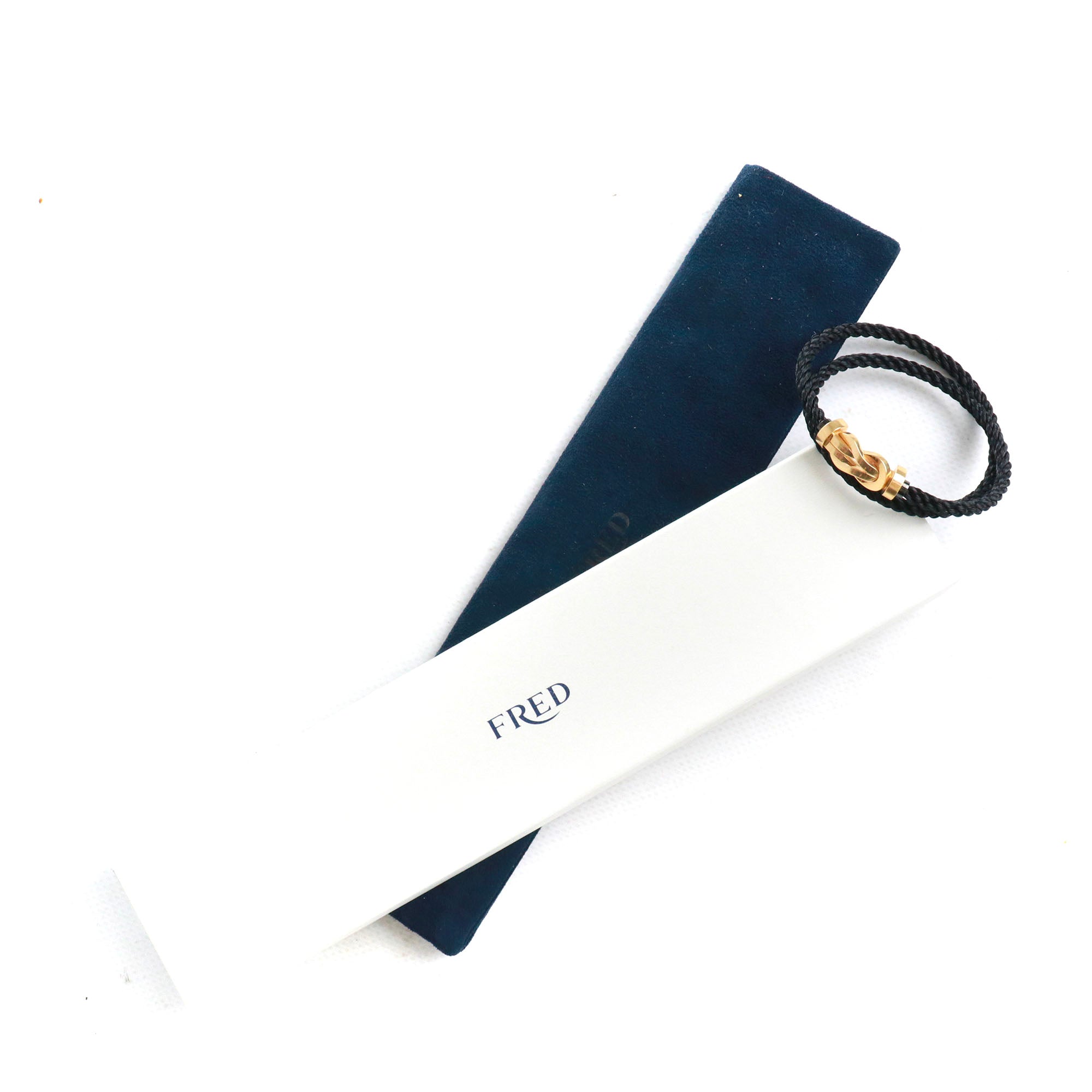FRED - Bracelet Chance Infinie Fred double tour en corde noire et boucle or jaune