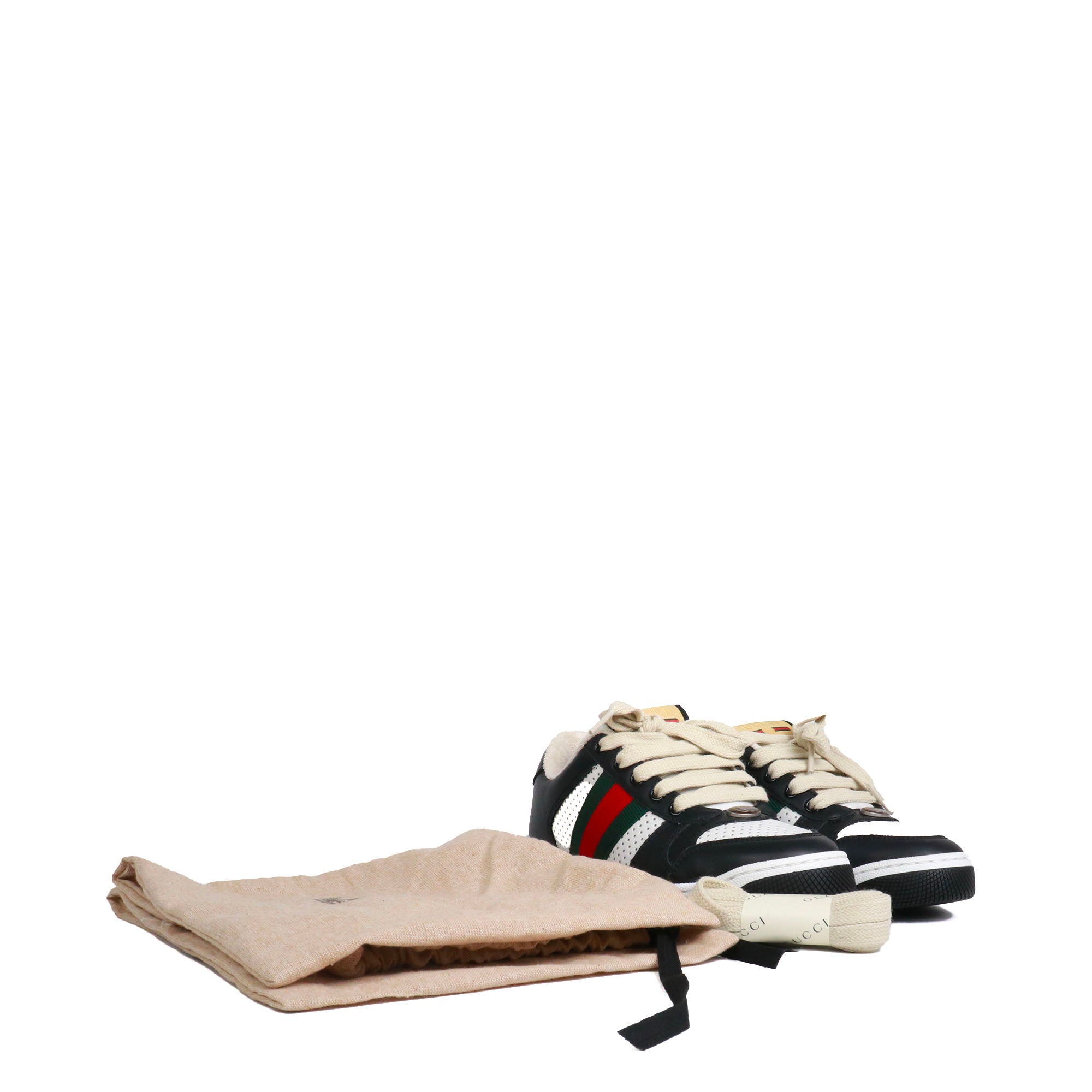 GUCCI - Sneakers Screener Gucci à lacets en cuir noir (T35,5)