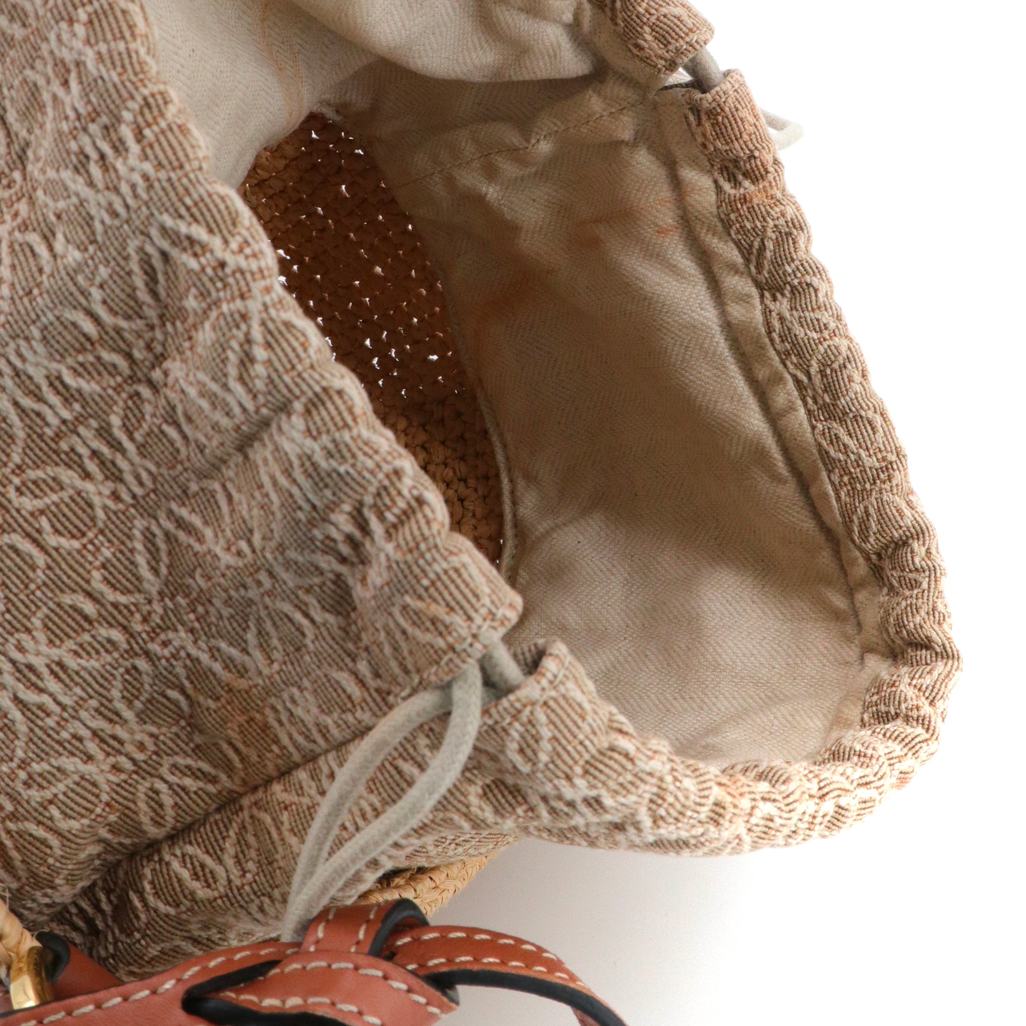 LOEWE - Sac à bandoulière Pochette Loewe en raphia et cuir marron