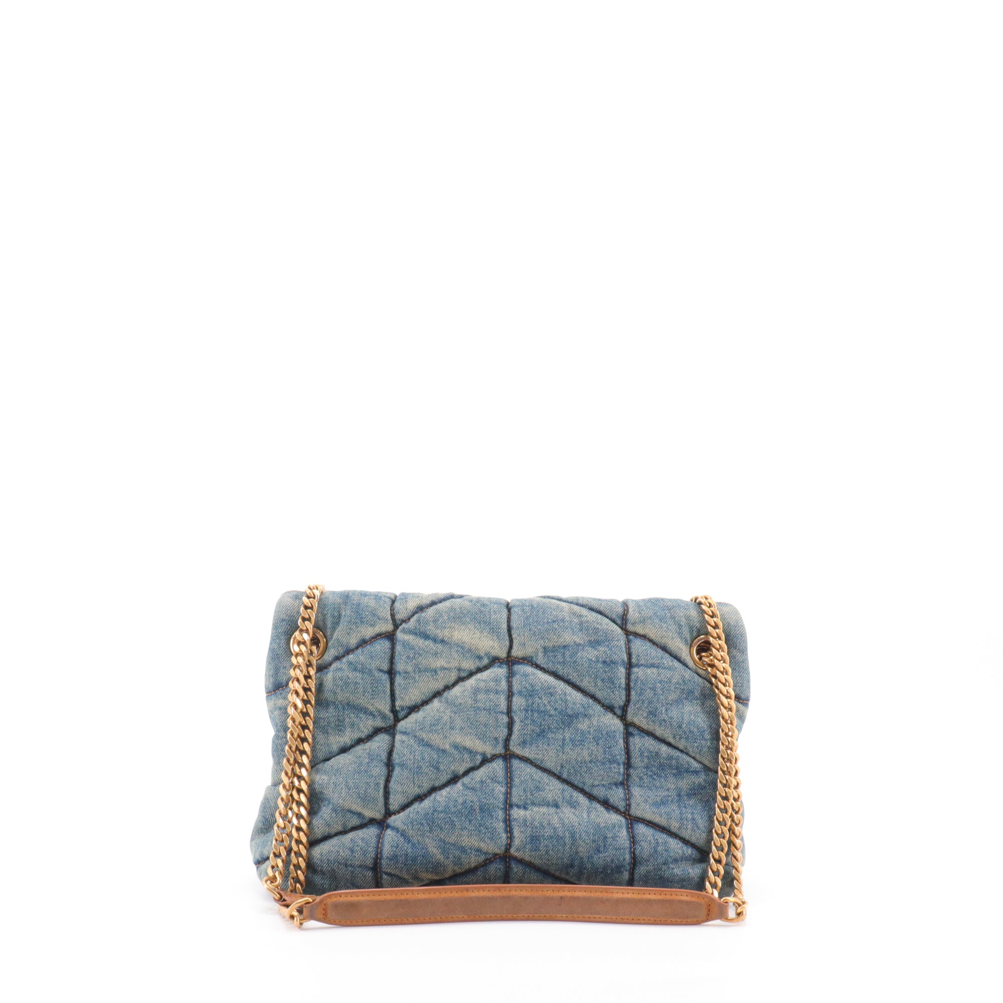 SAINT LAURENT - Sac à bandoulière Puffer small Saint Laurent en denim bleu