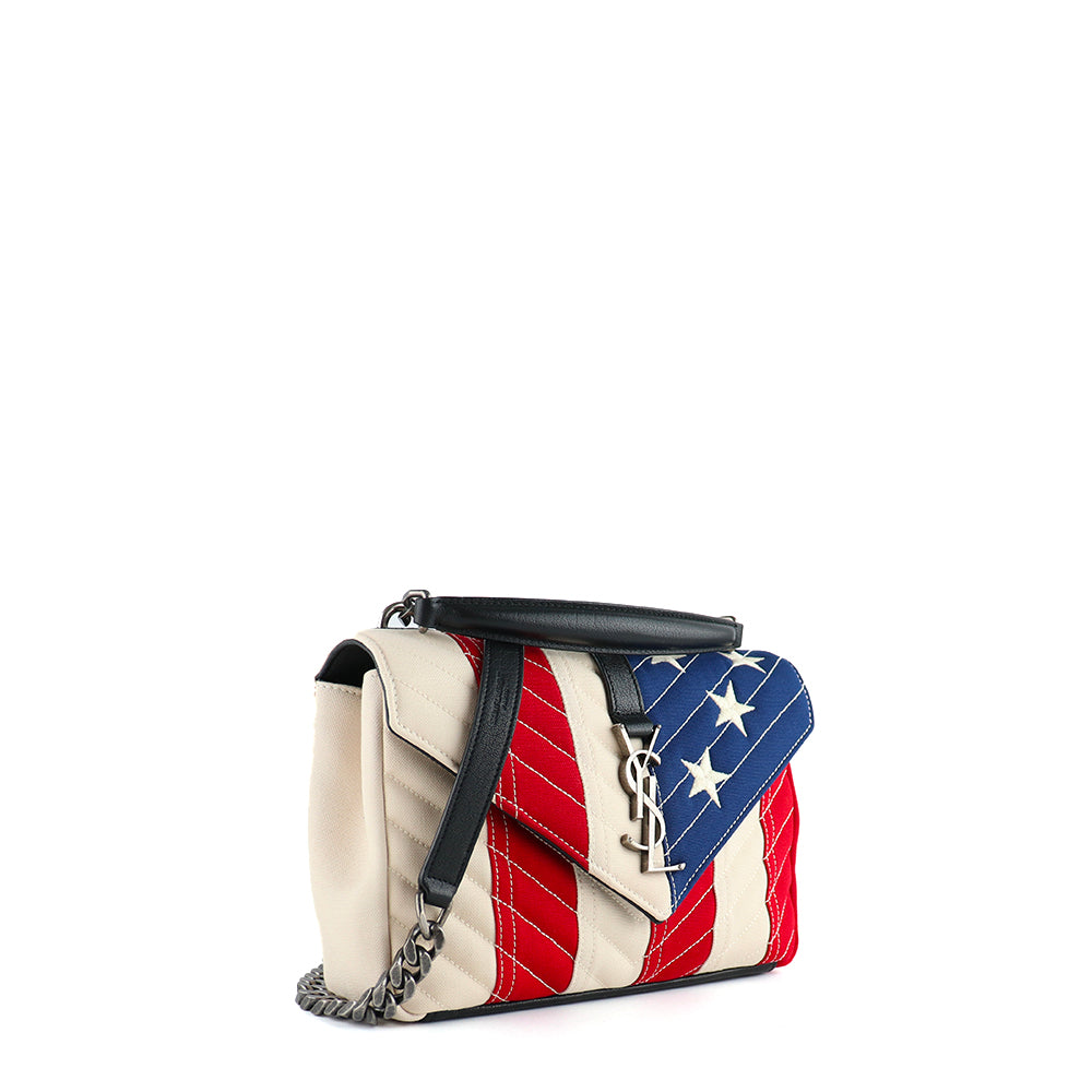 SAINT LAURENT - Sac à épaule Collège small en toile USA
