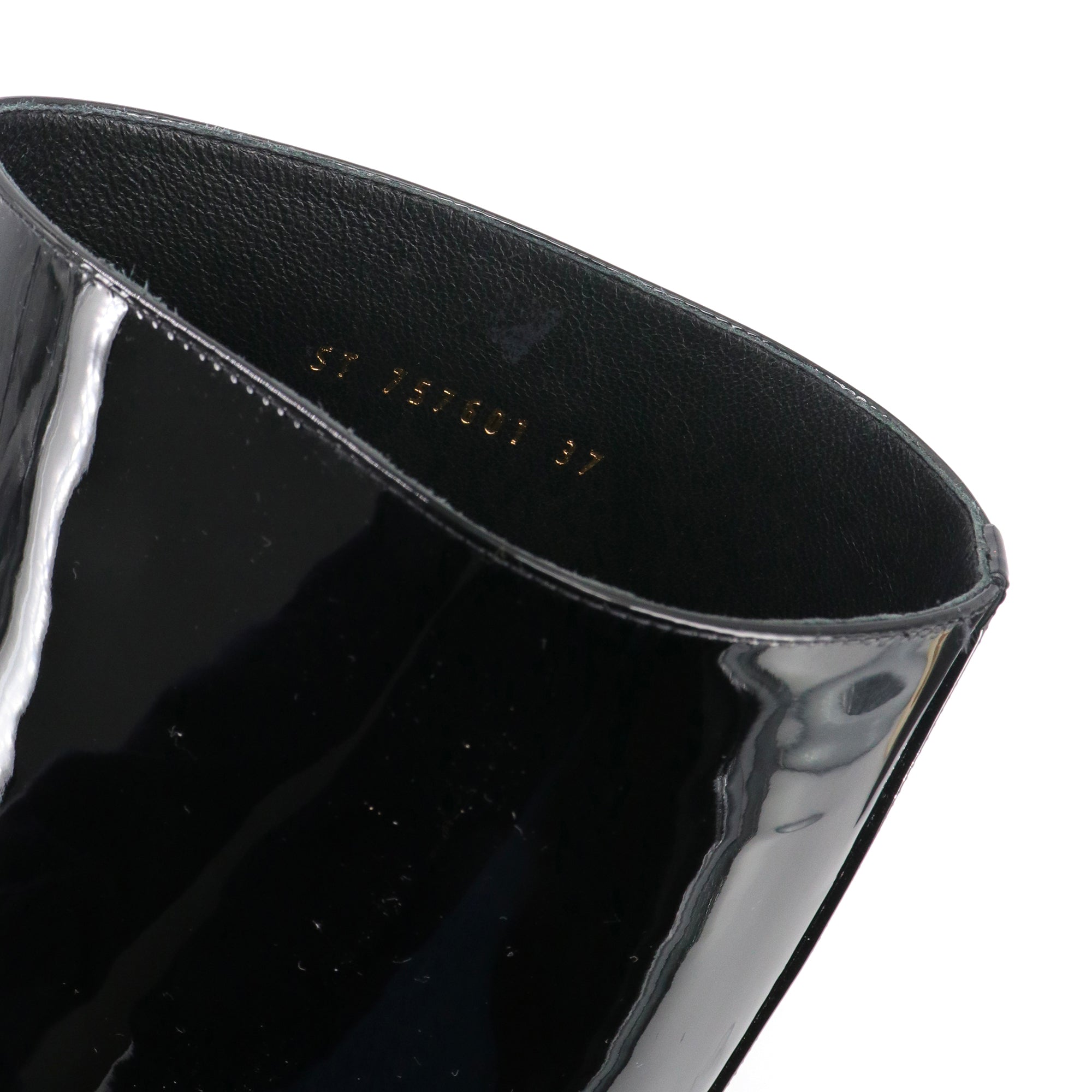 SAINT LAURENT - Bottes Saint Laurent en cuir verni noir (T37)