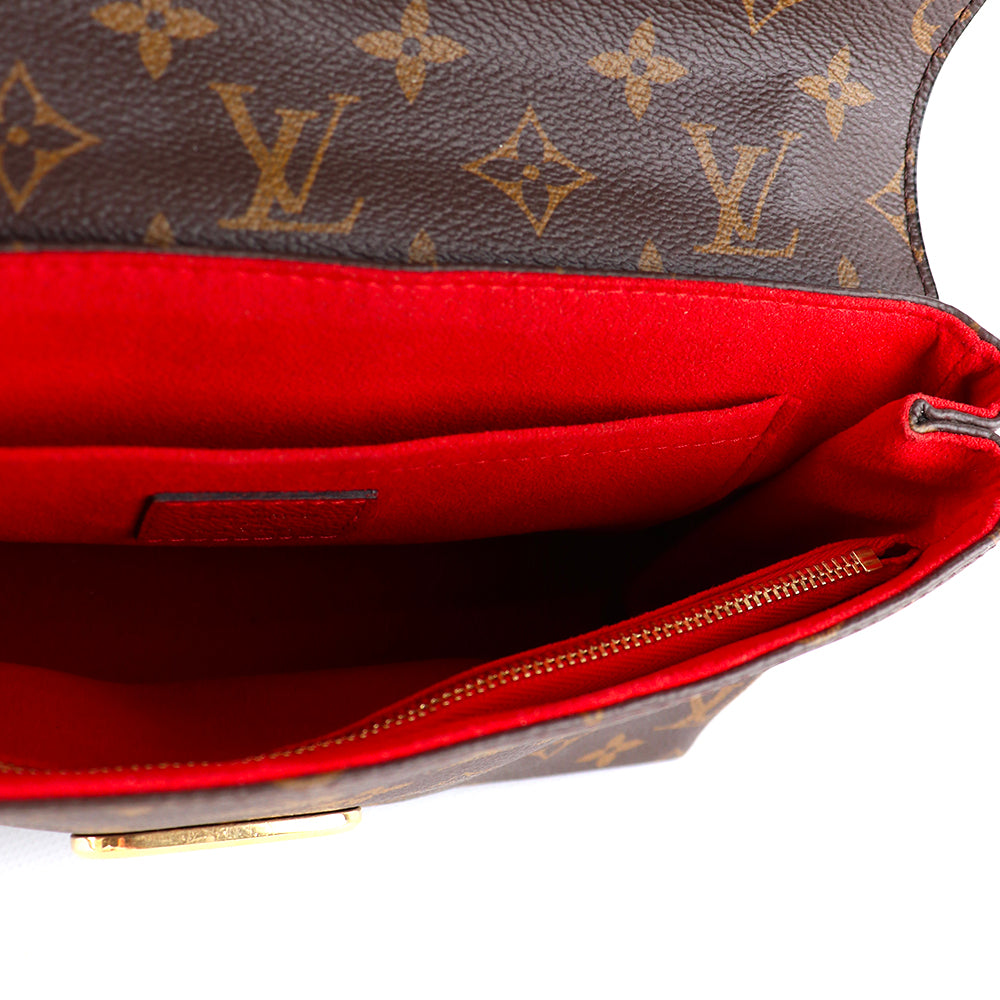LOUIS VUITTON - Sac à bandoulière Saint Placide en toile monogrammée et cuir rouge