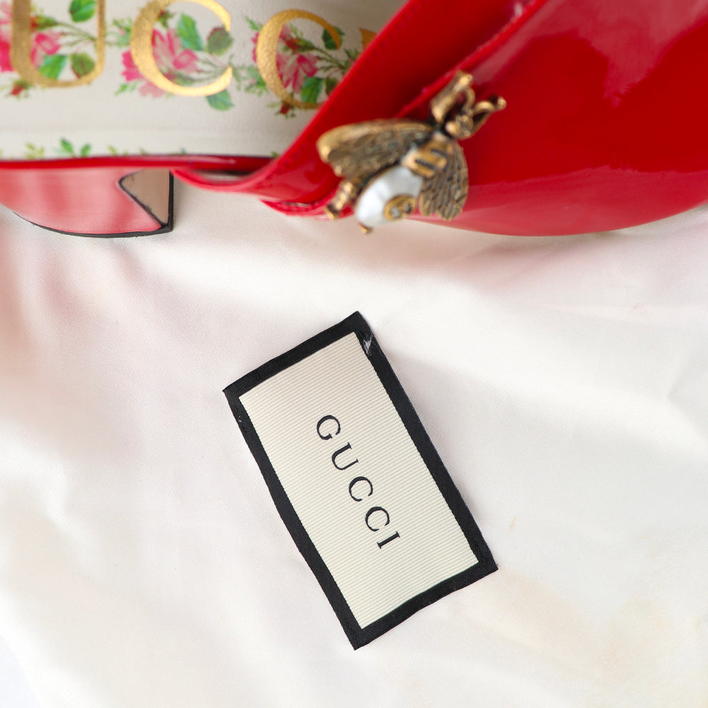 GUCCI - Sandales à talon en cuir verni rouge (T39)