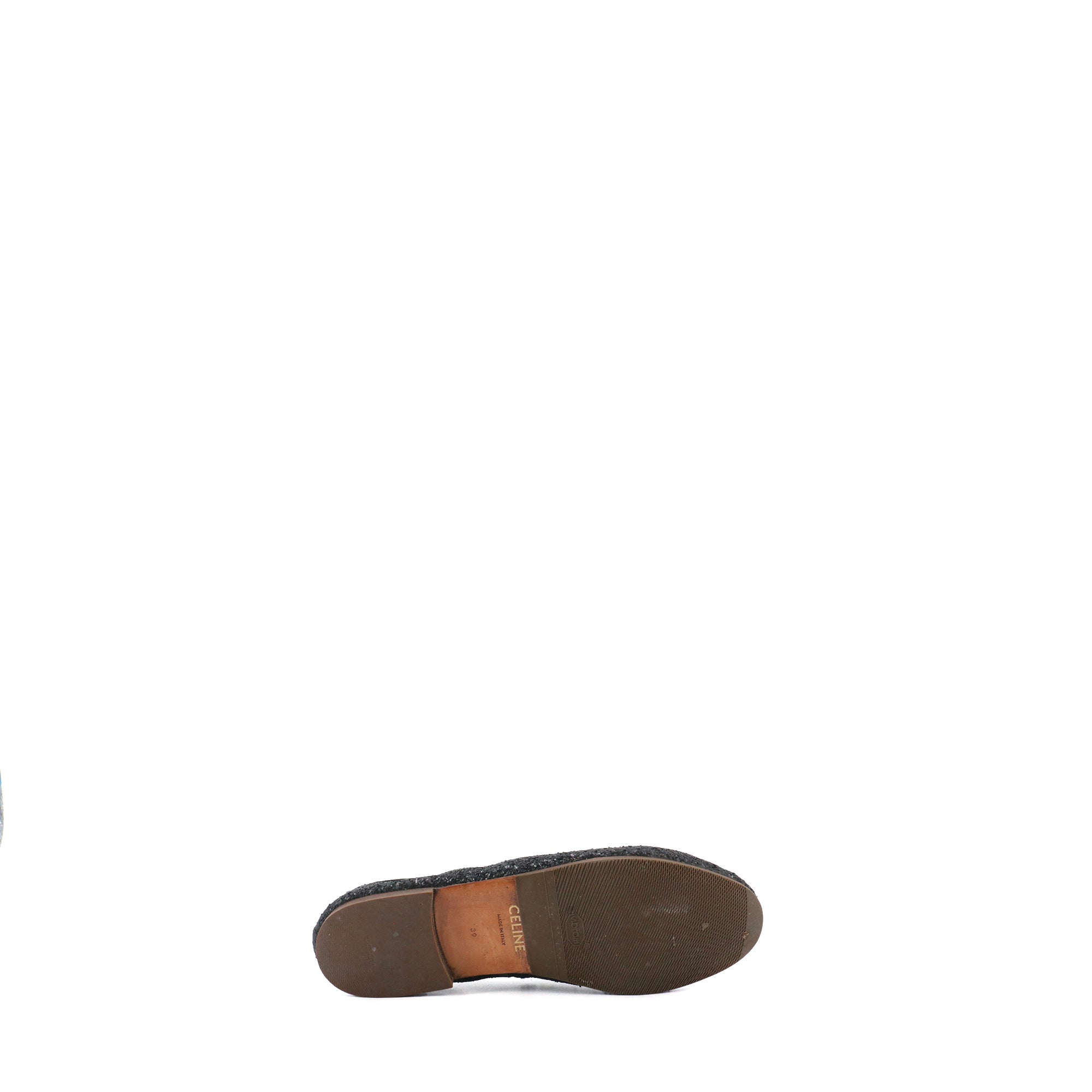 CELINE - Ballerines glitter Triomphe Celine en cuir noir (T39)