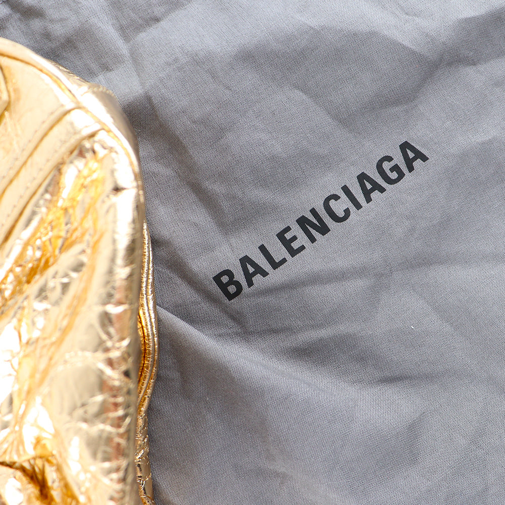 BALENCIAGA - Cagole XS rhinestone shoulder bag in gold leather